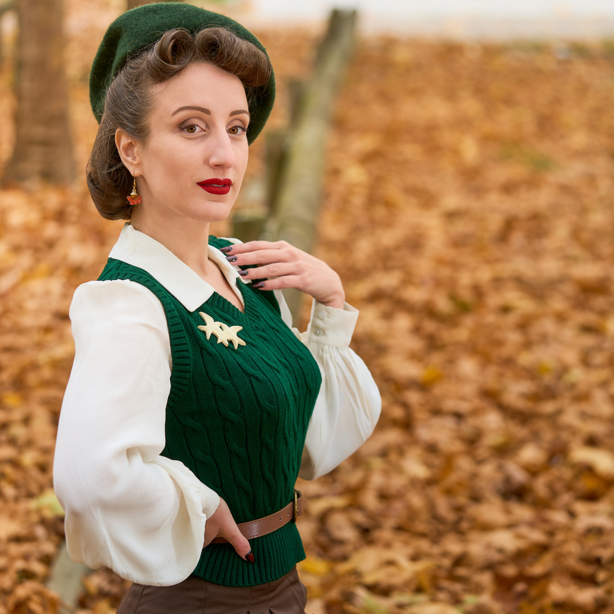 Cable Knit Slipover in Green