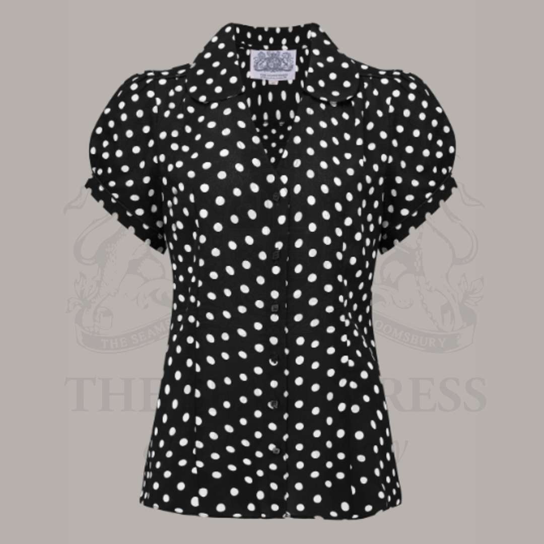 Judy Blouse Black Polka Dot Classic Vintage 1940s Style Blouse The Seamstress of Bloomsbury