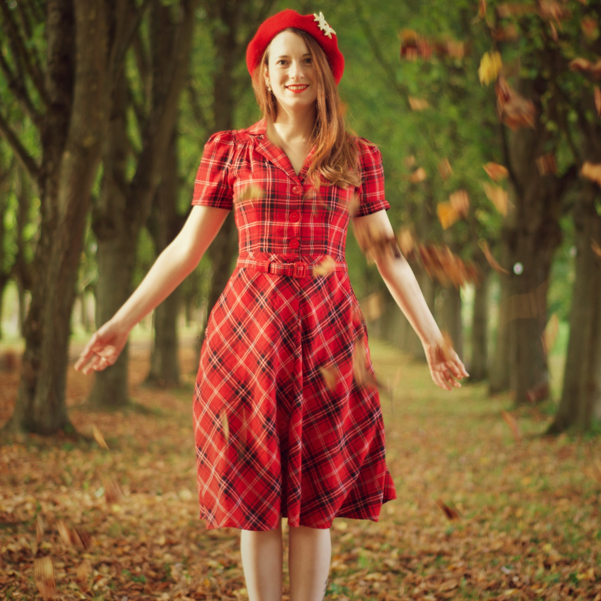 Lisa Shirtwaister Dress in Red Check