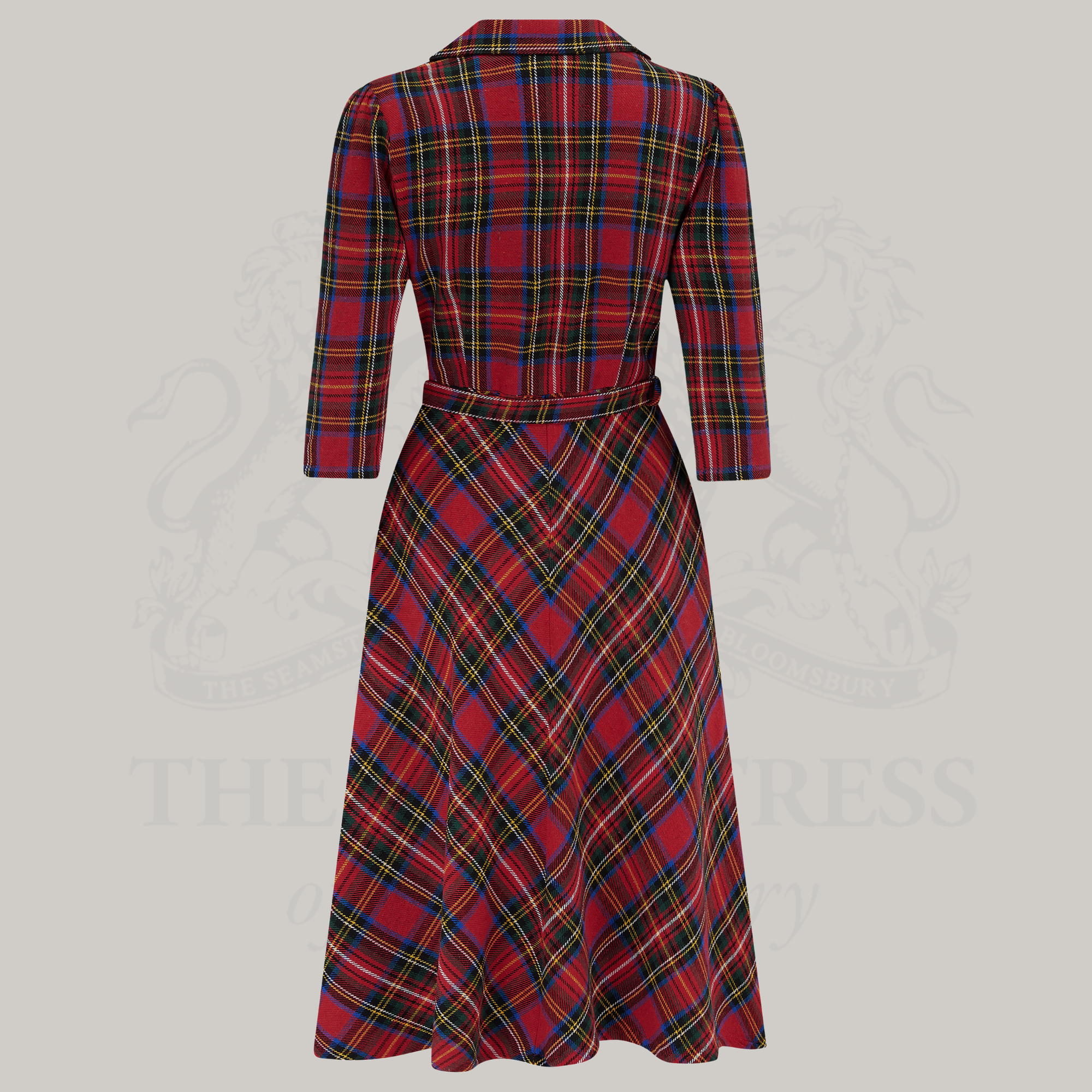 Lisa 3/4 Length Sleeve Dress in Red Plaid Tartan