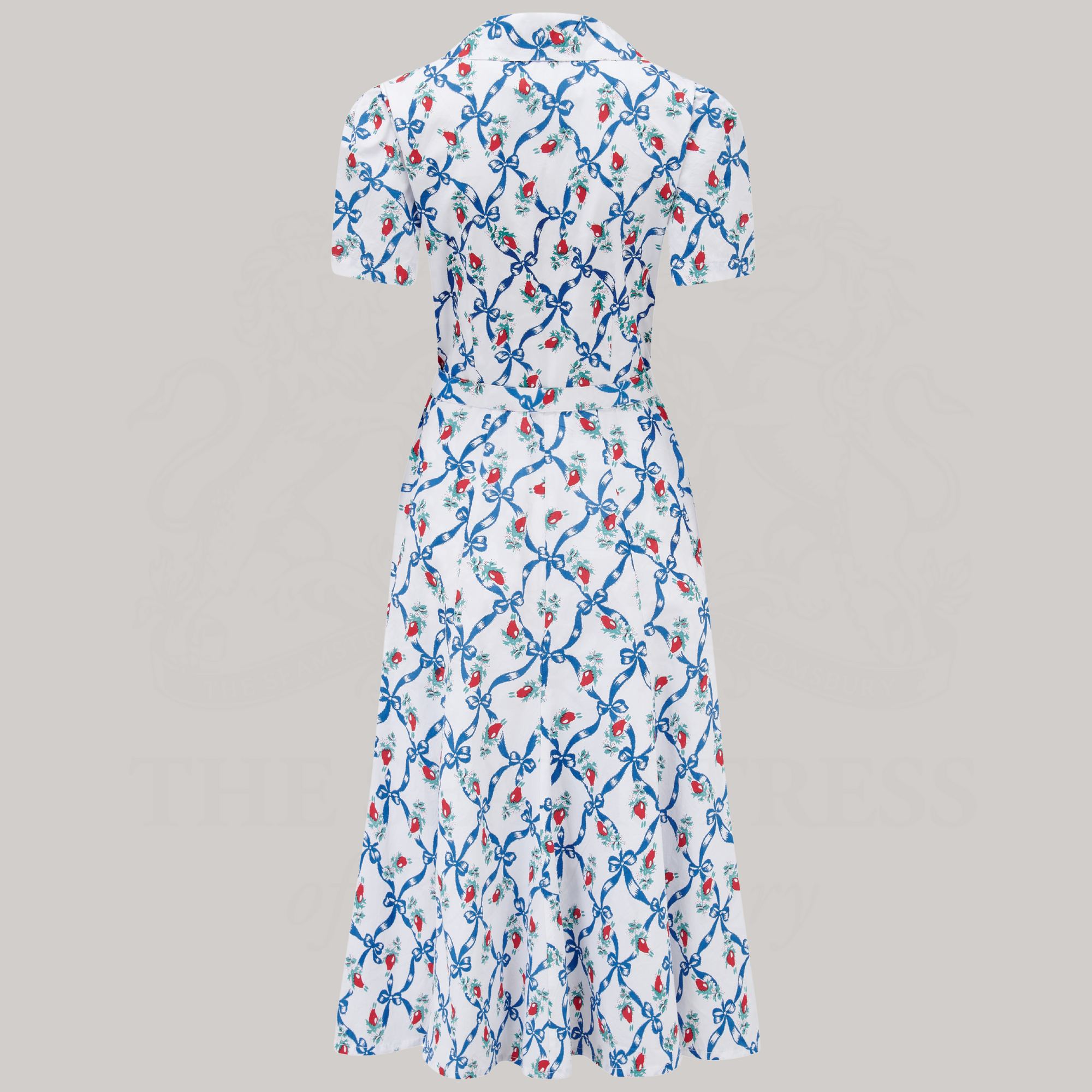 Lisa Fit & Flare Dress in Cotton Rose Bow