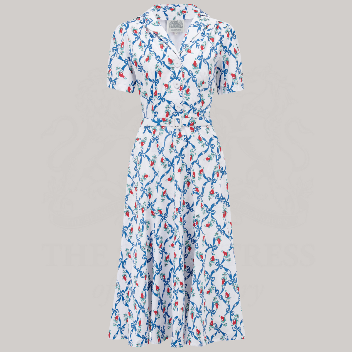 Lisa Fit &amp; Flare Dress in Cotton Rose Bow