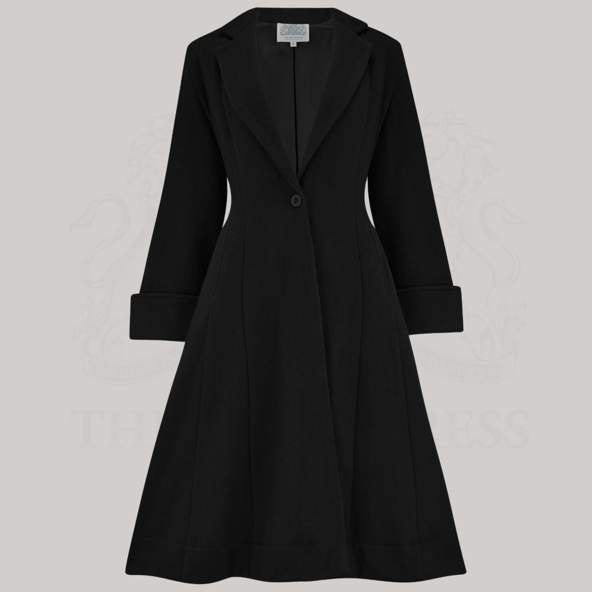 Long black top swing coat