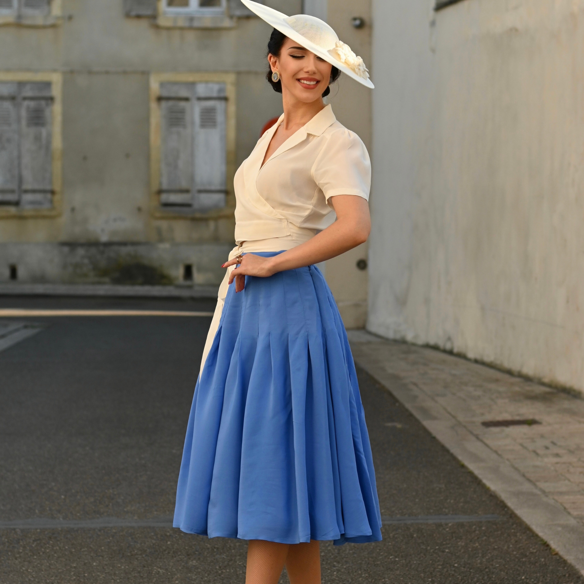 Lucille Pleated Skirt in Palace Blue