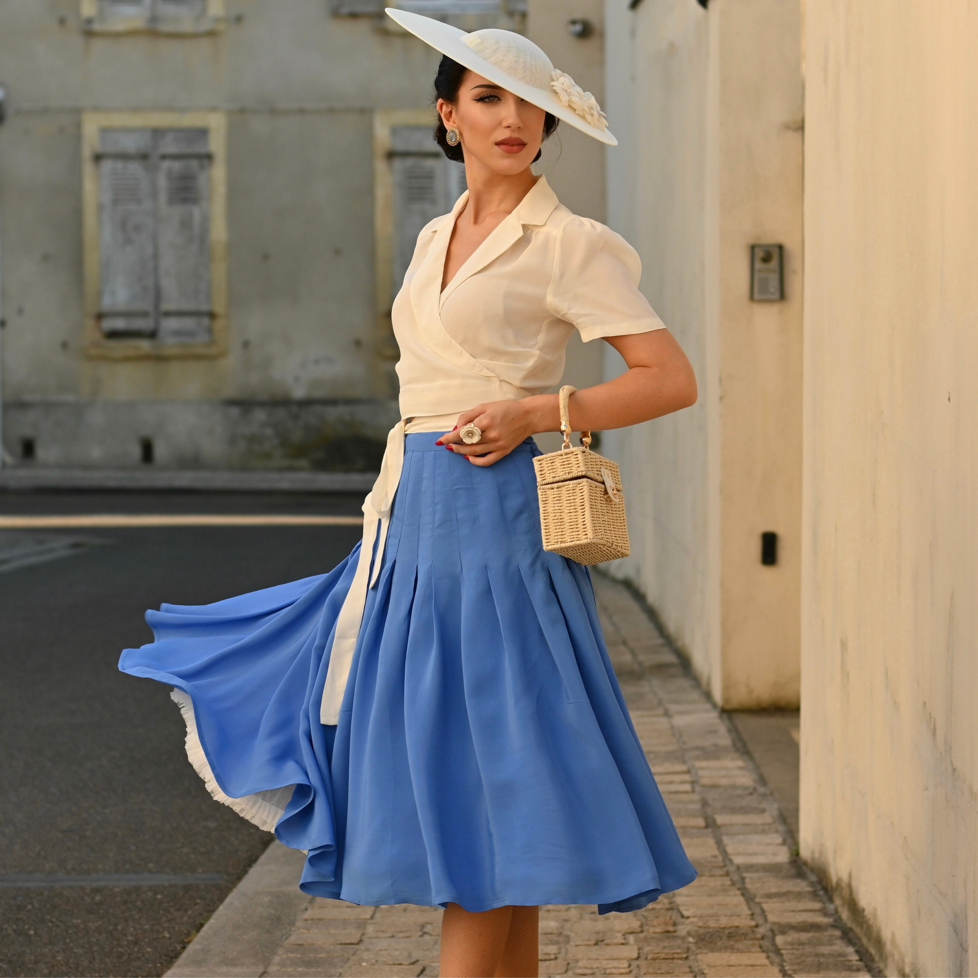 Lucille Pleated Skirt in Palace Blue