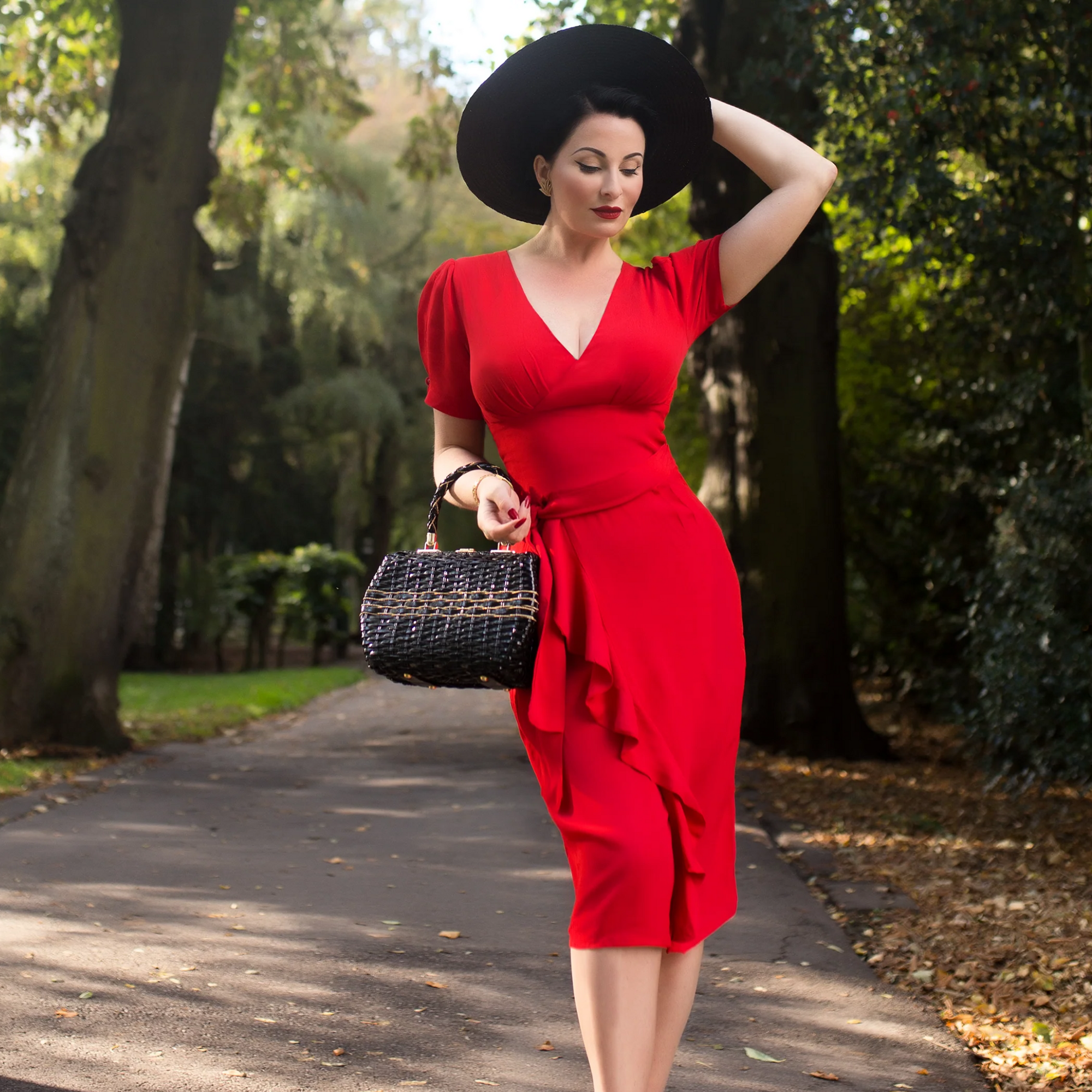 Lilian Dress in Navy Polka