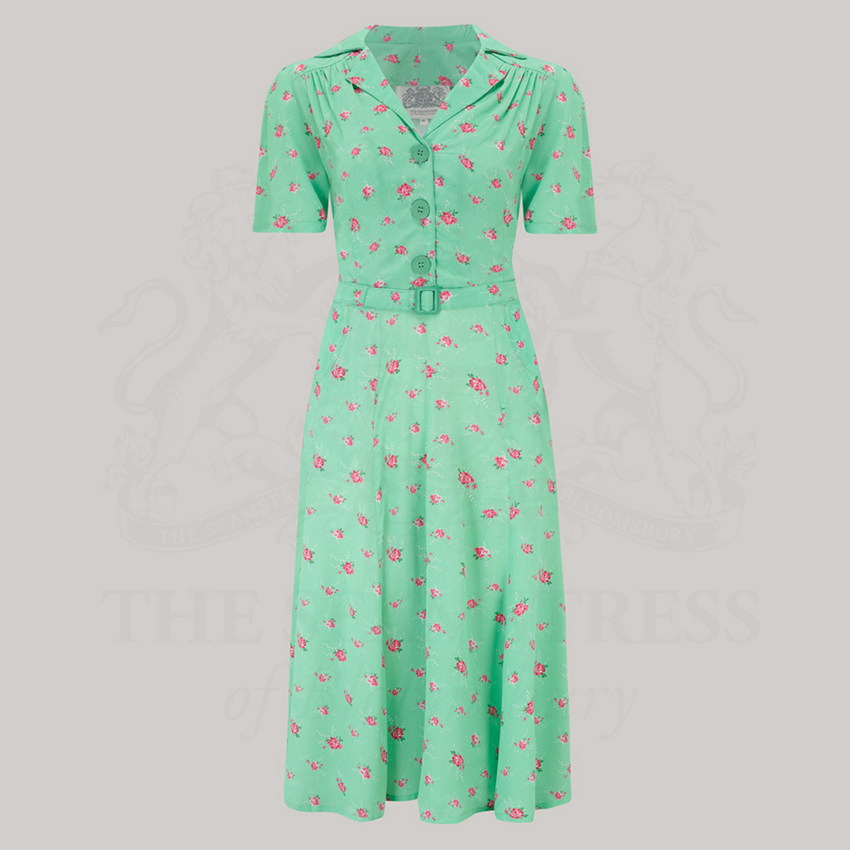 Lisa Fit &amp; Flare Dress in Mint Rose