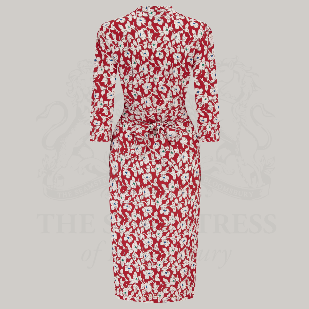 Mabel 3/4 Waterfall Dress in Red Pansy