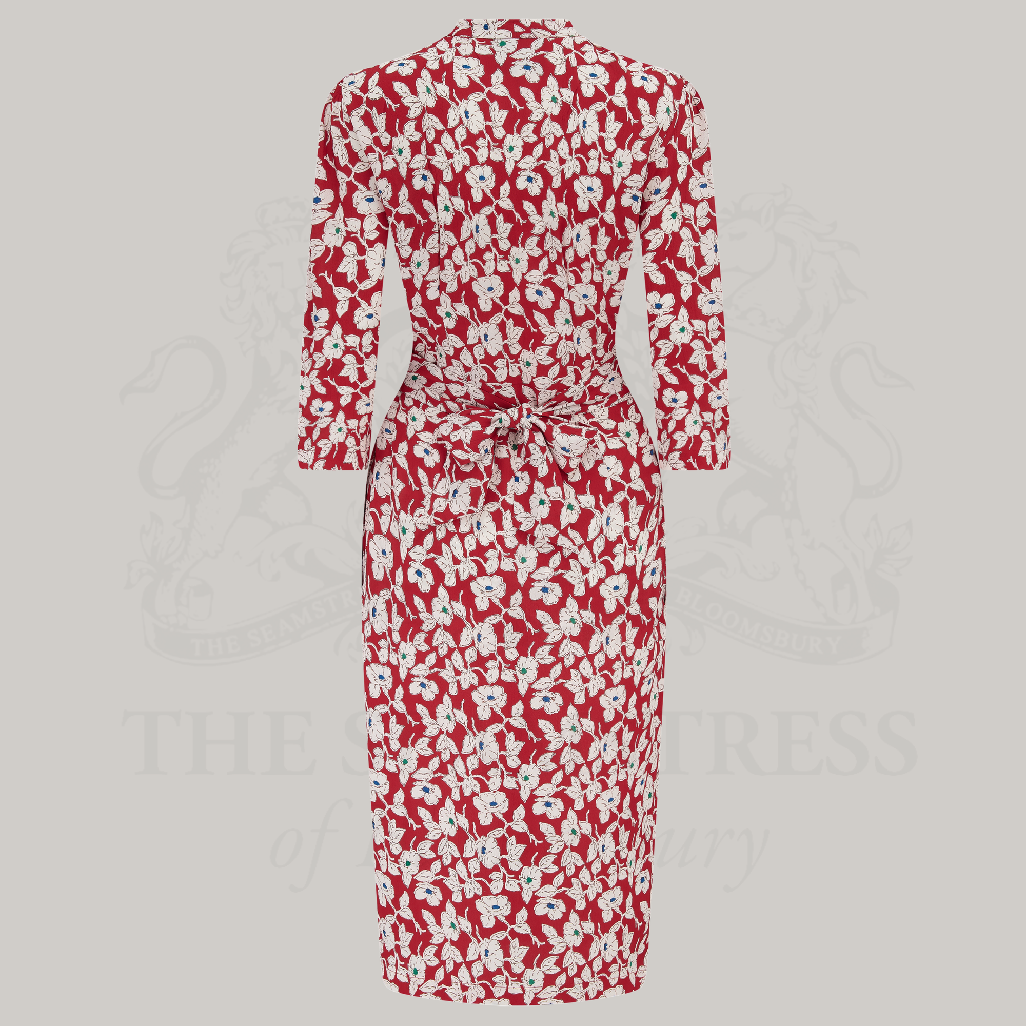 Mabel 3/4 Waterfall Dress in Red Pansy