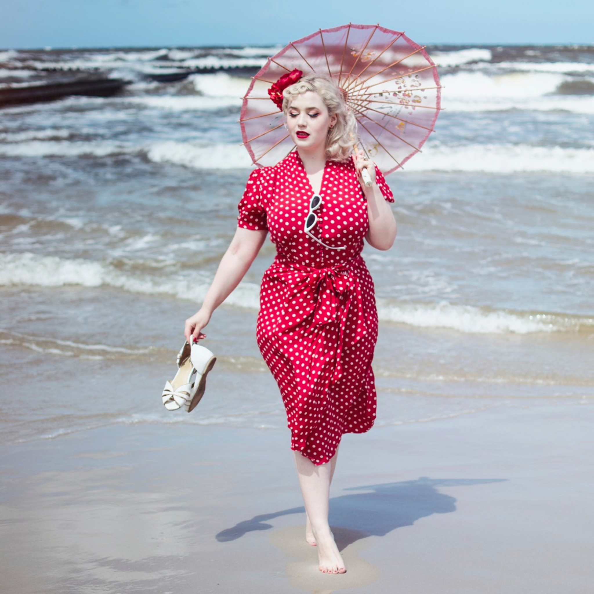 Red polka dot dress uk sales