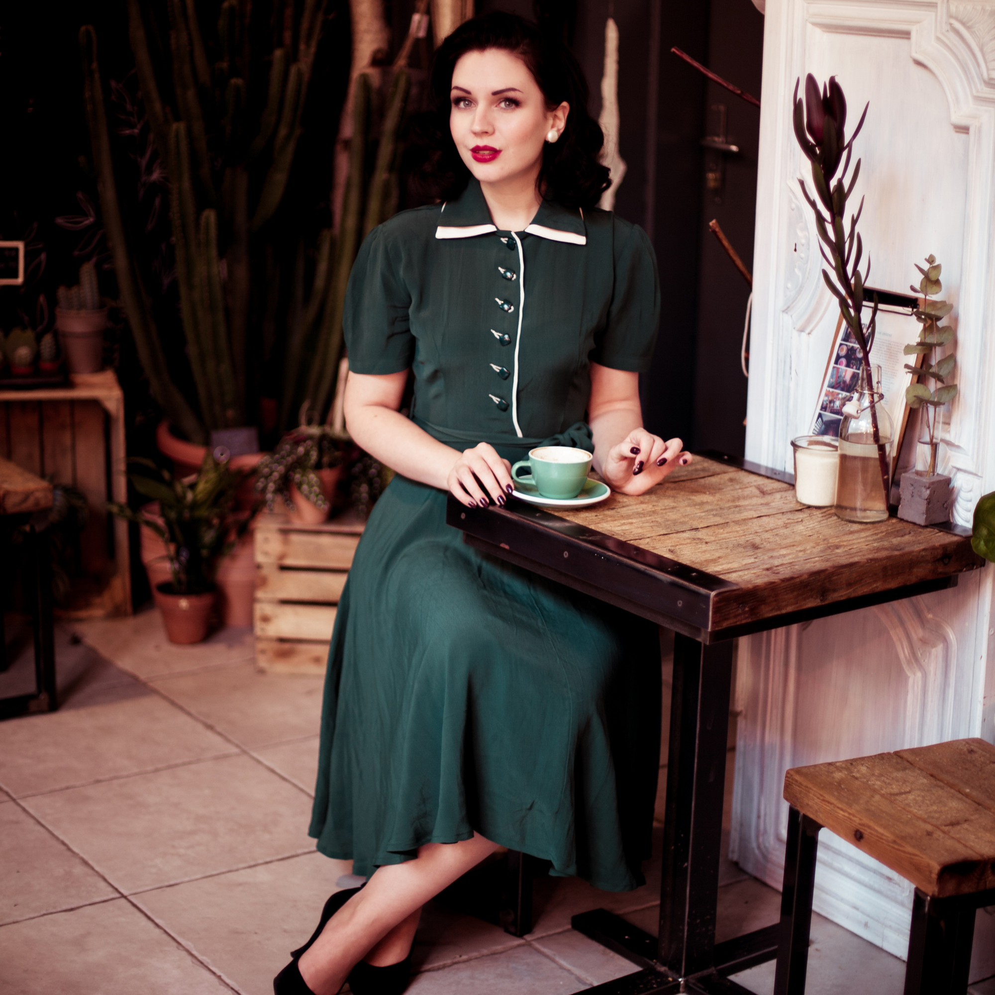 Mae Tea Dress in Hampton Green