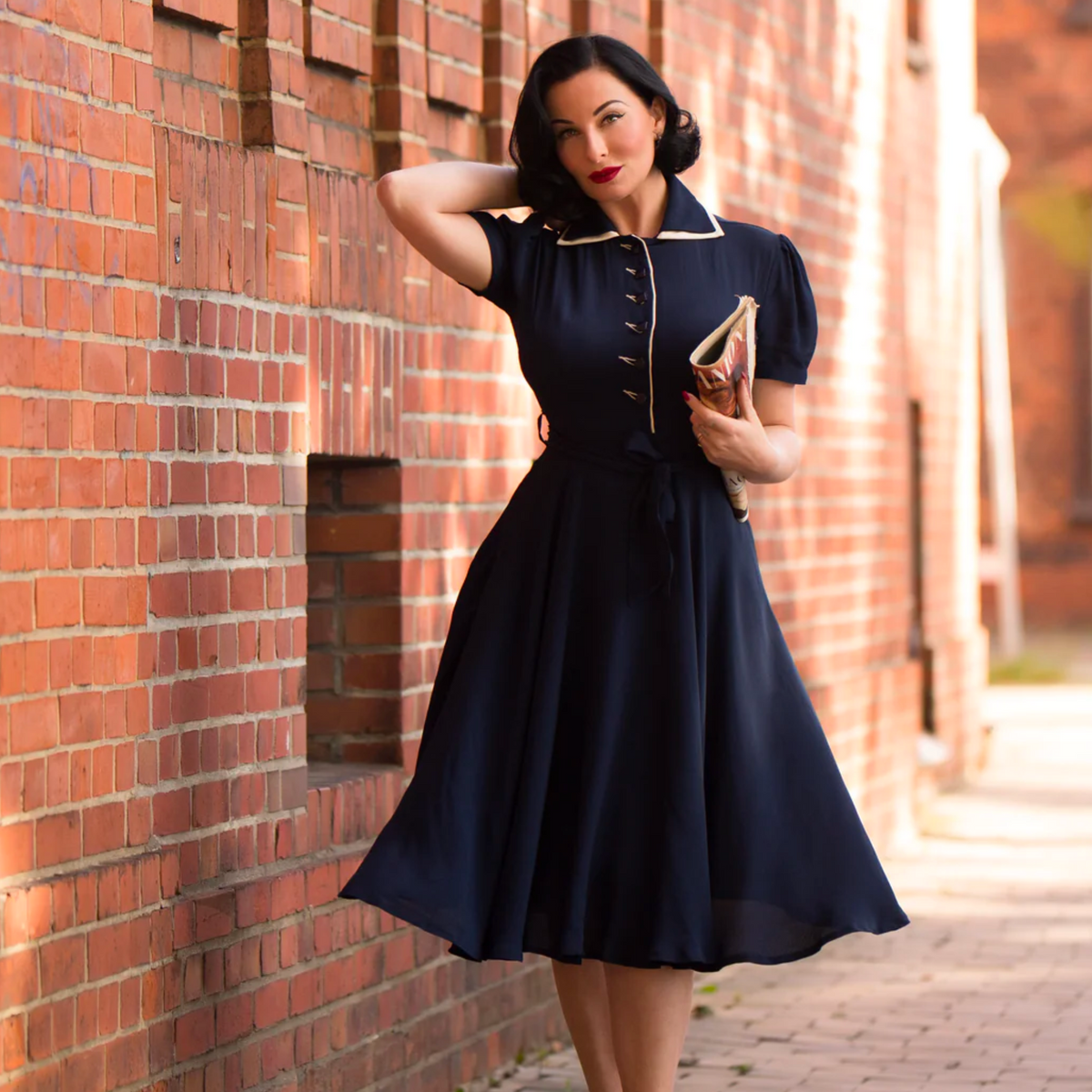 Mae Tea Dress in French Navy