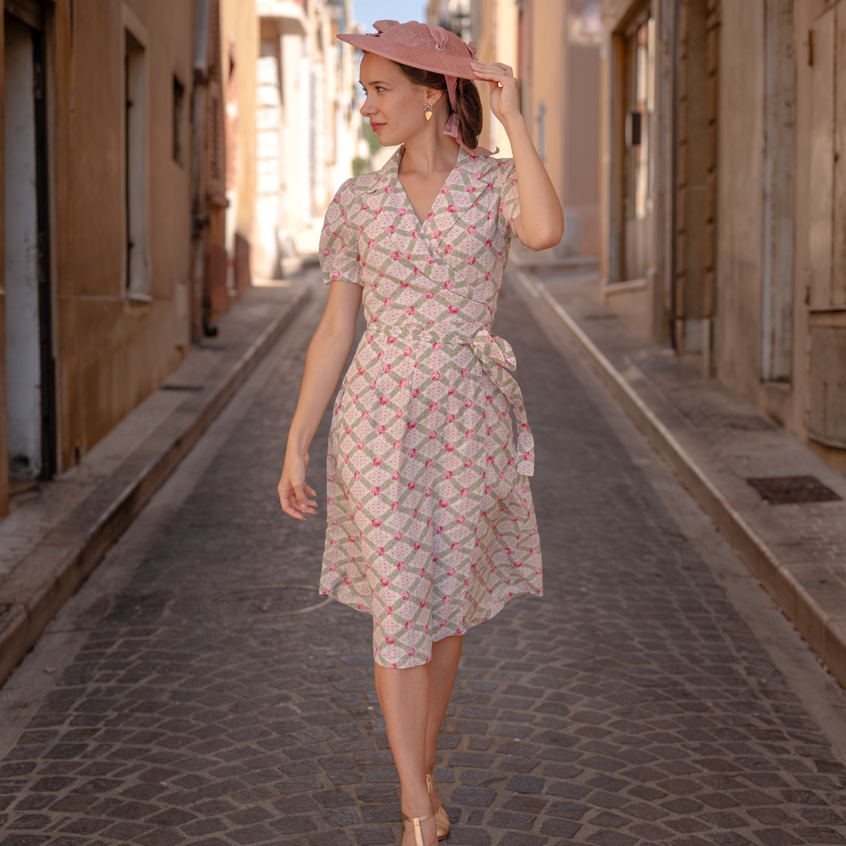 Peggy Wrap Dress in Rose Kiss Print