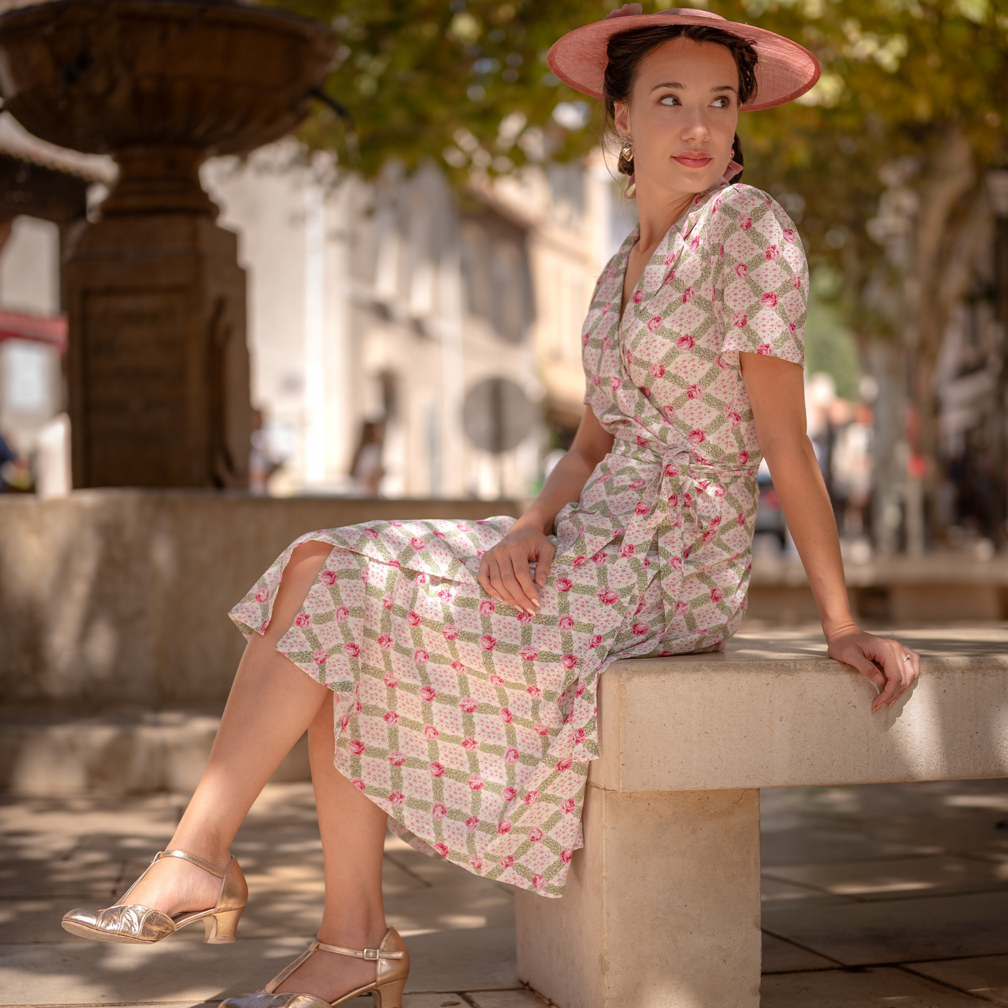 Peggy Wrap Dress in Rose Kiss Print