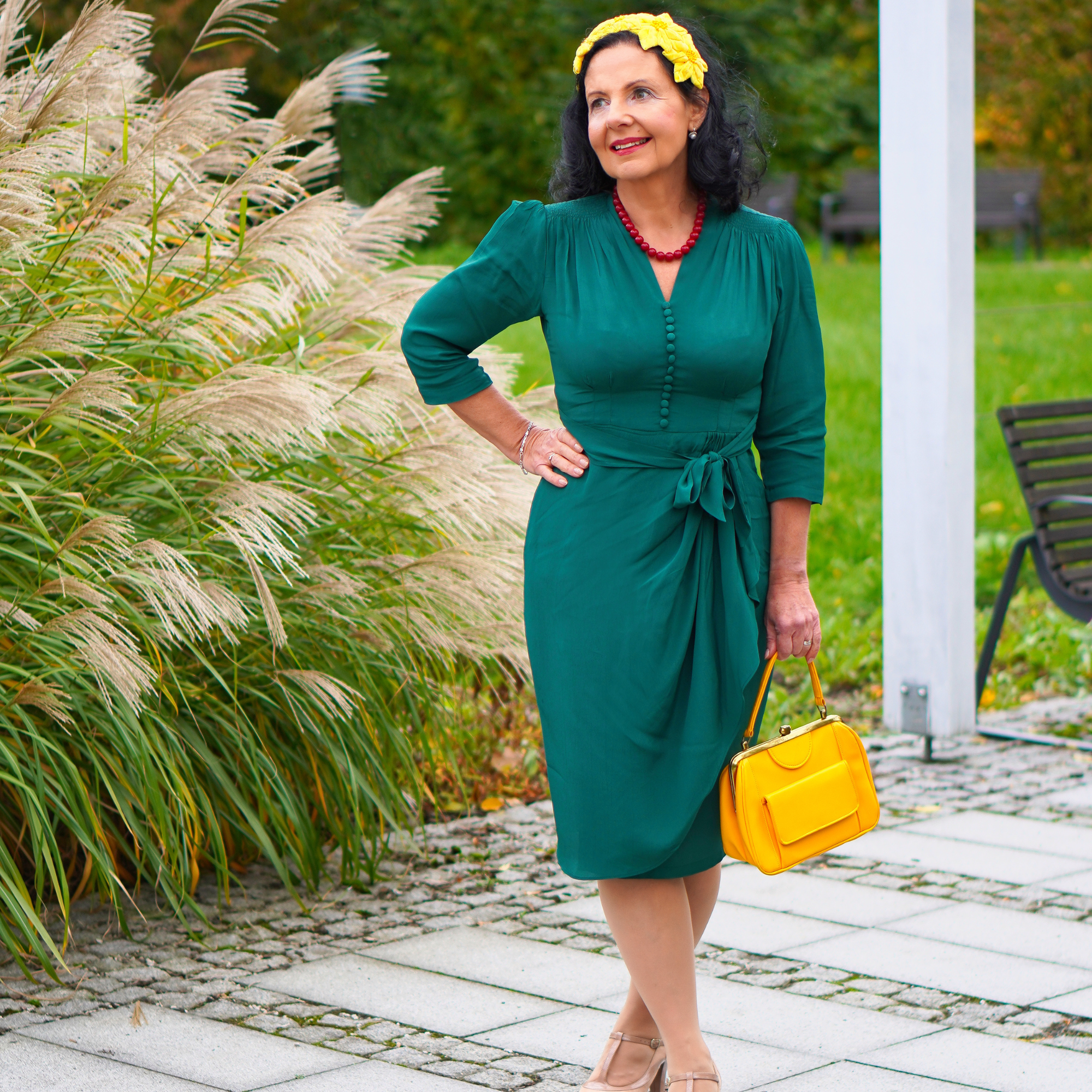 Mabel 3/4 Waterfall Dress in Hampton Green