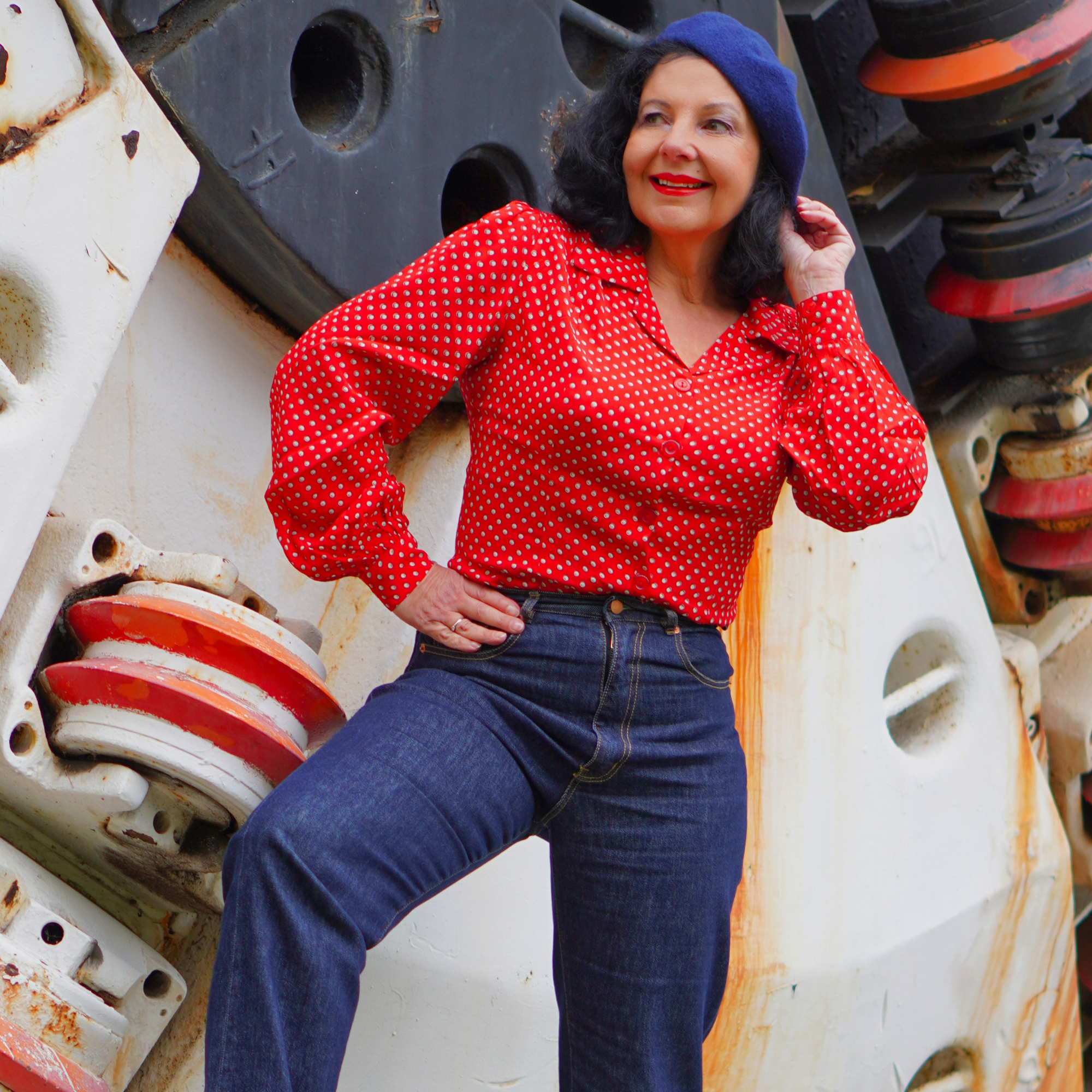 Poppy Blouse in Red Ditzy Dot