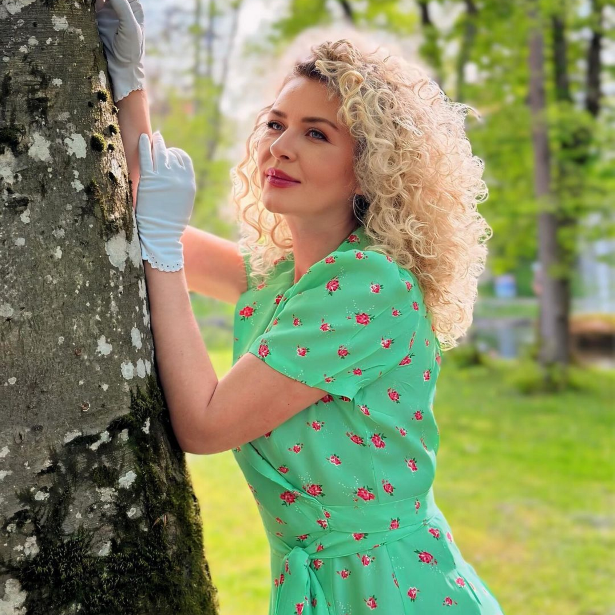 Peggy Wrap Dress in Mint Rose