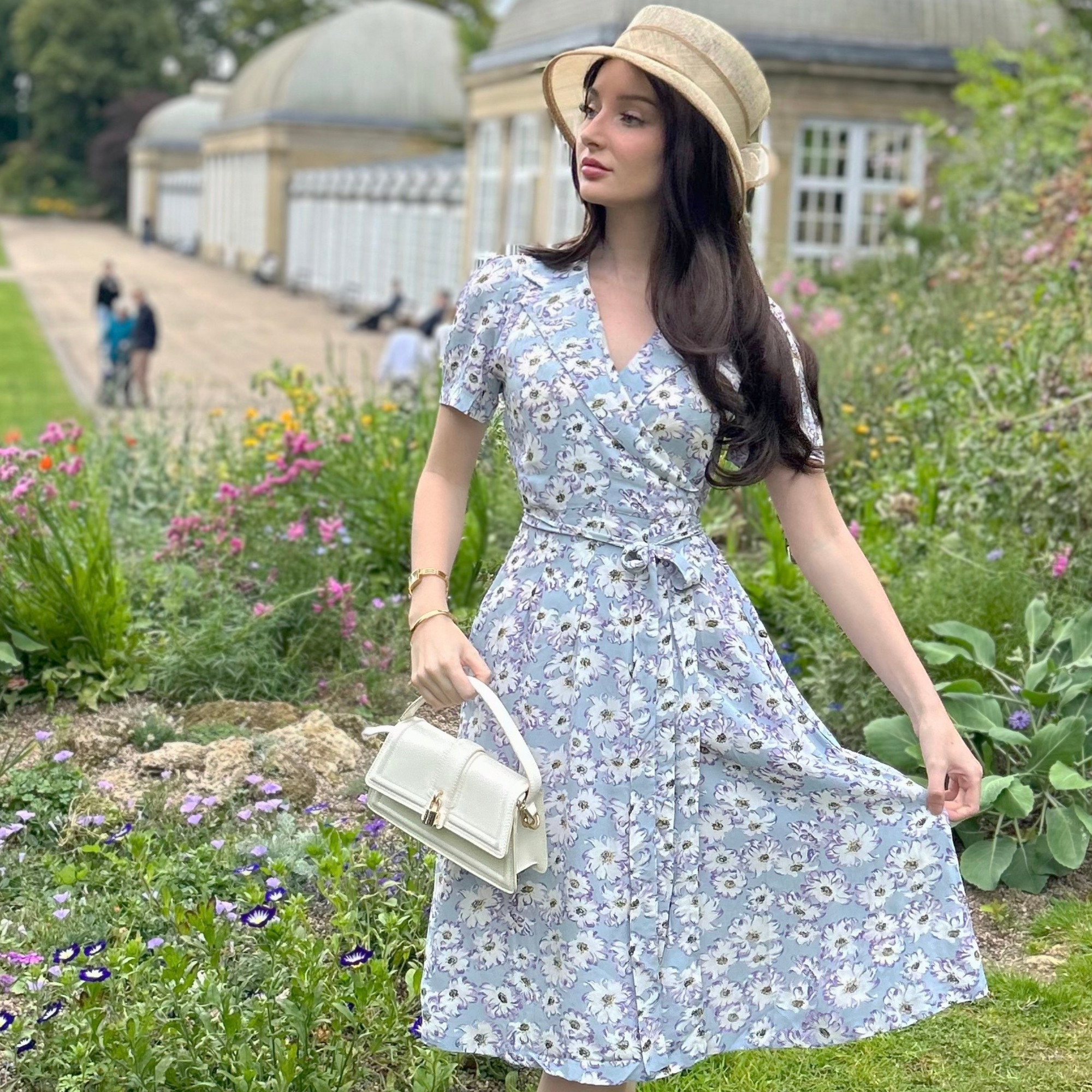 Peggy Wrap Dress Daisy Print Vintage 1940s Style Wrap Dress The Seamstress of Bloomsbury