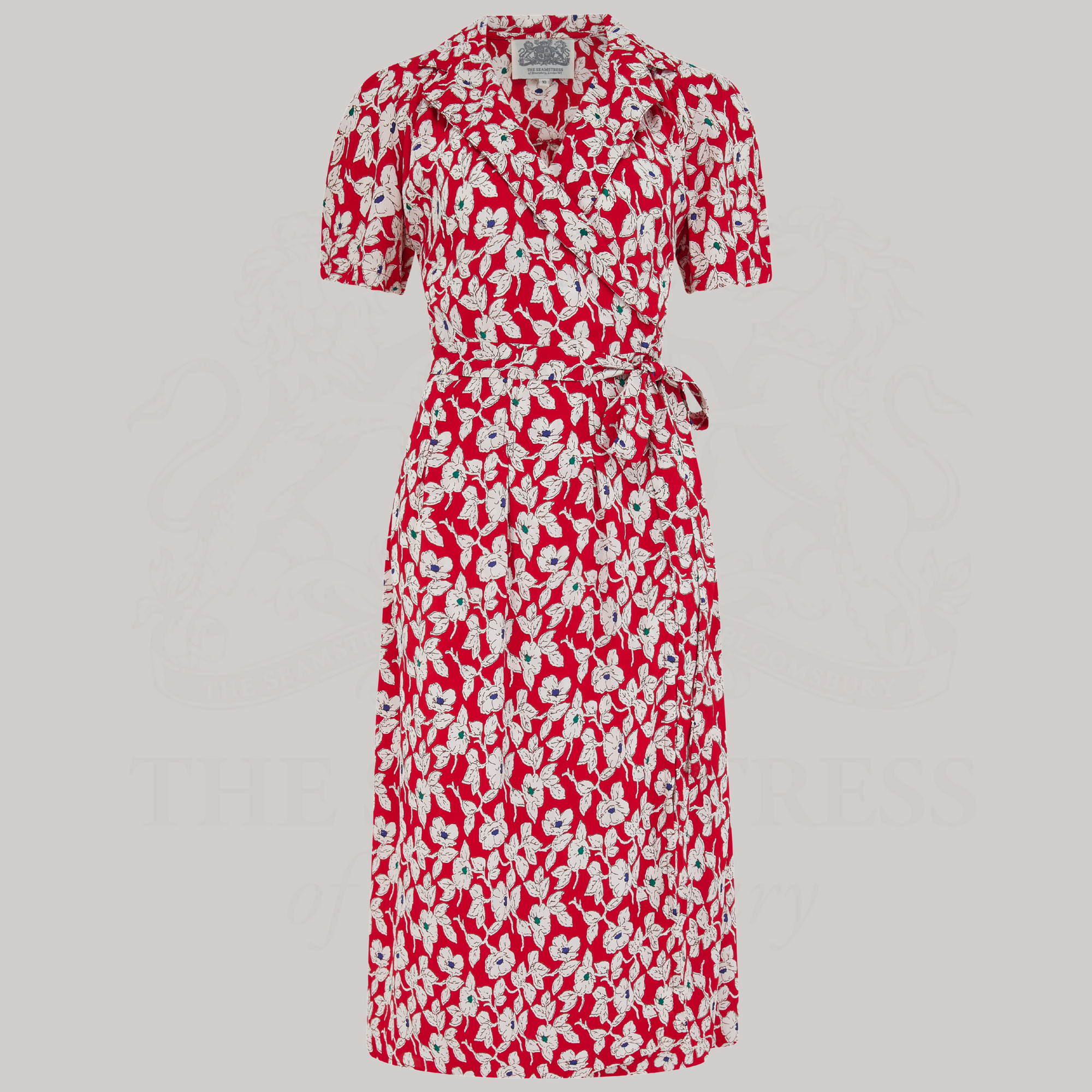 Peggy Wrap Dress in Red Pansy