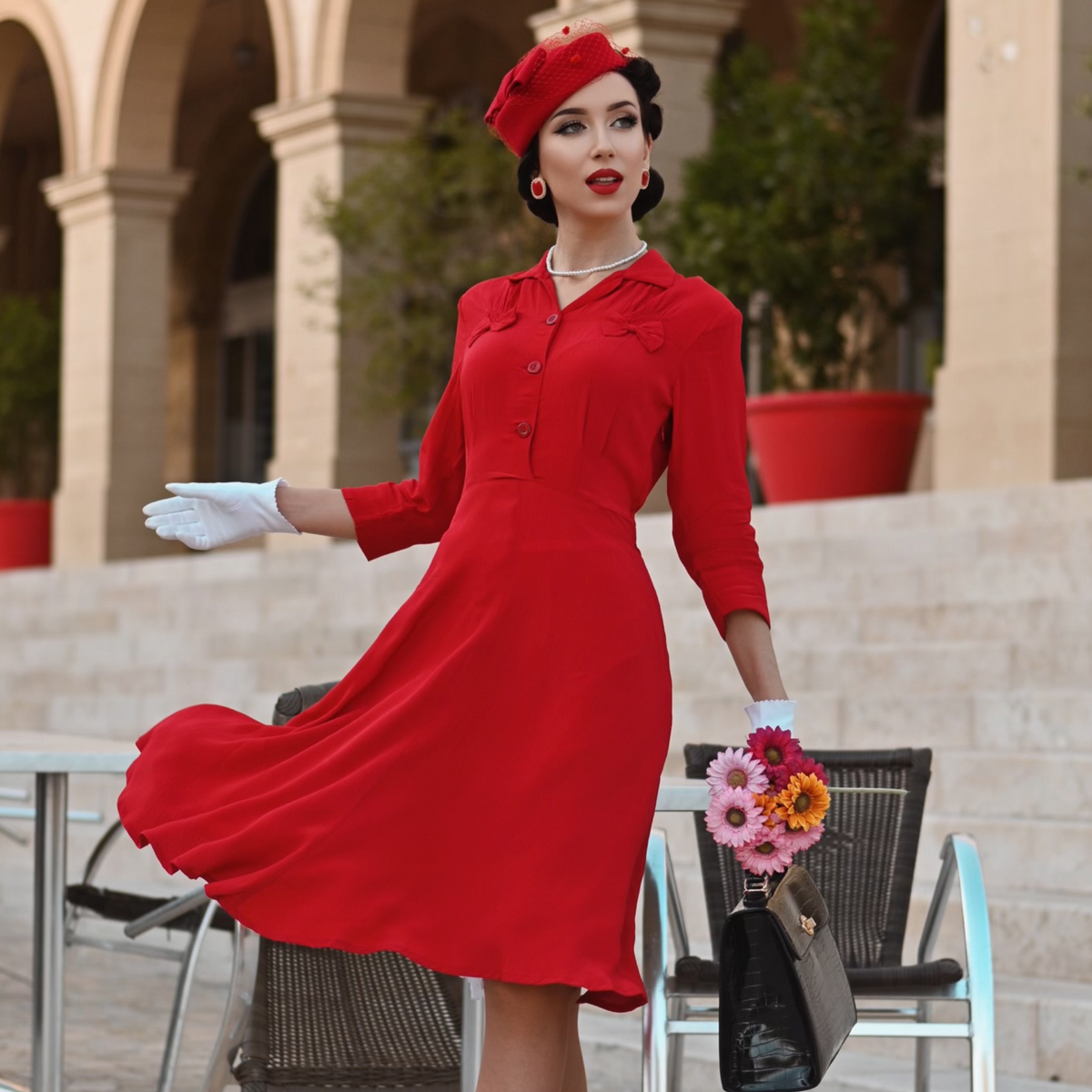 Polly CC41 Dress in Lipstick Red