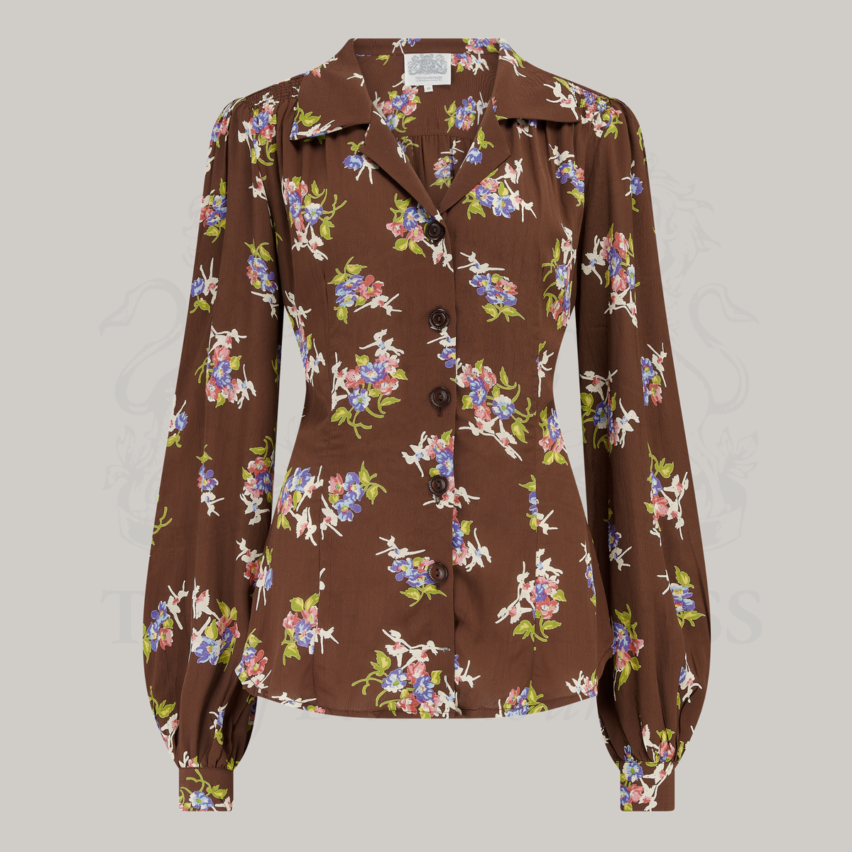 Poppy Blouse in Brown Floral Dancer