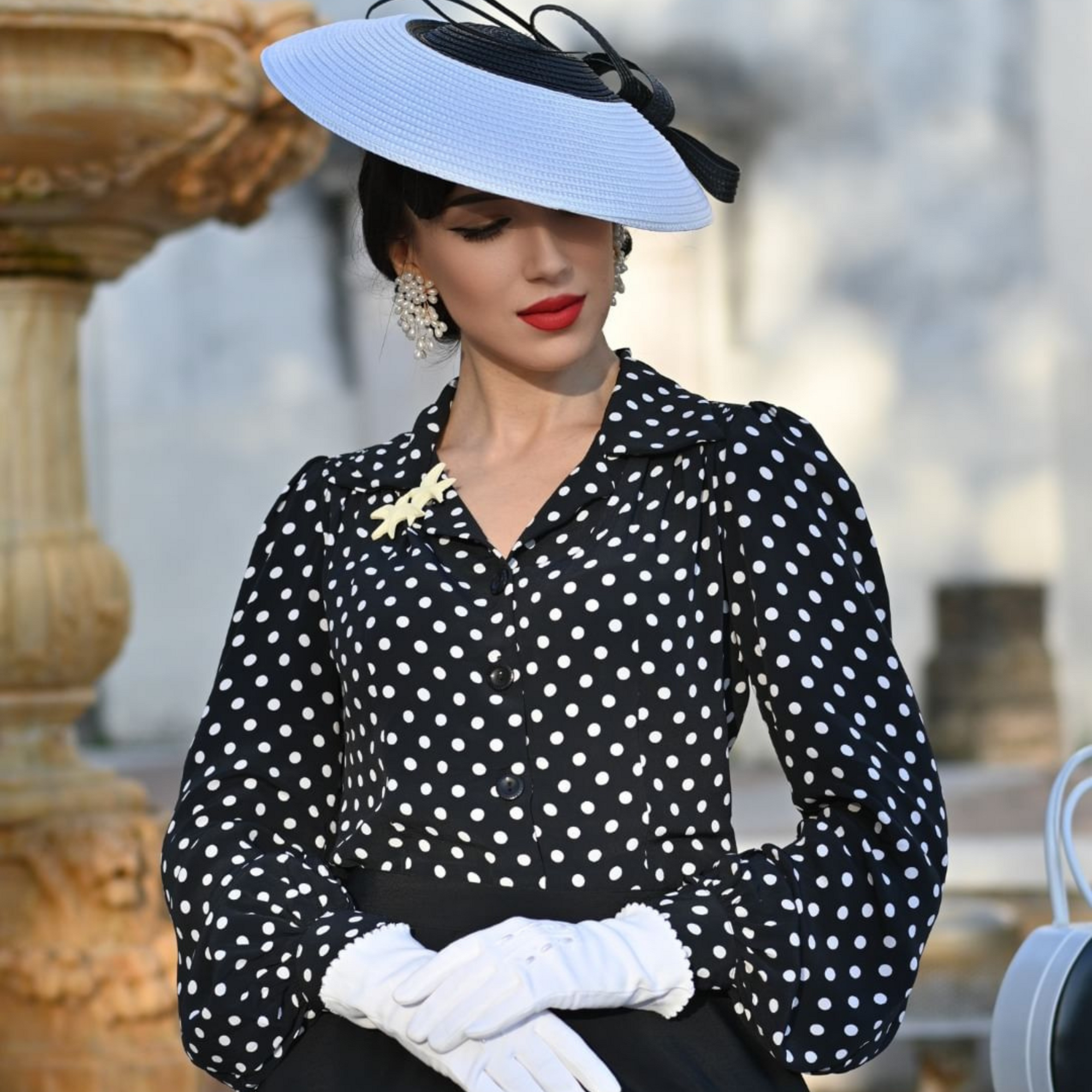 Poppy Blouse Black Polka Dot Classic 1940s Style Women s Blouse The Seamstress of Bloomsbury