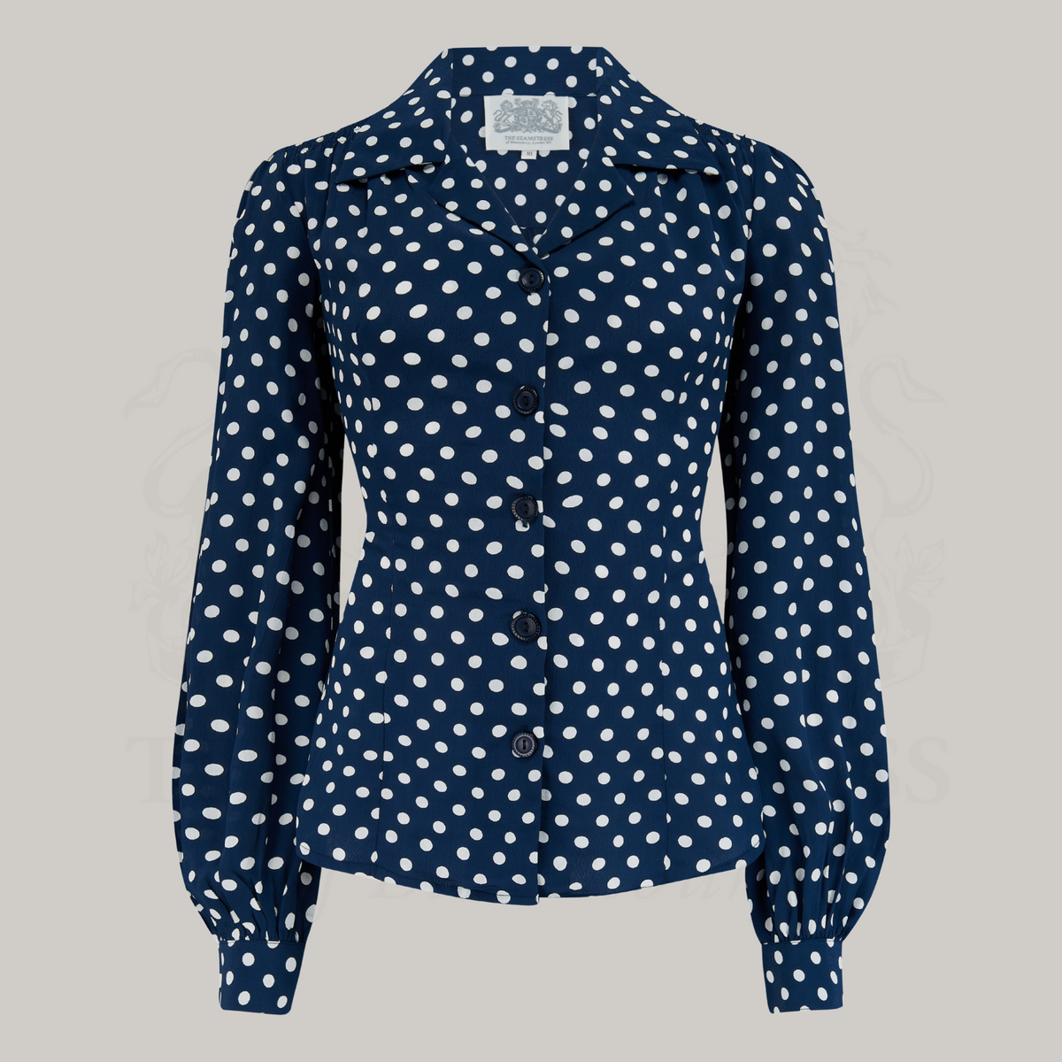 Poppy Blouse in Navy Polka