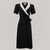 Peggy Wrap Dress in Black and Ivory