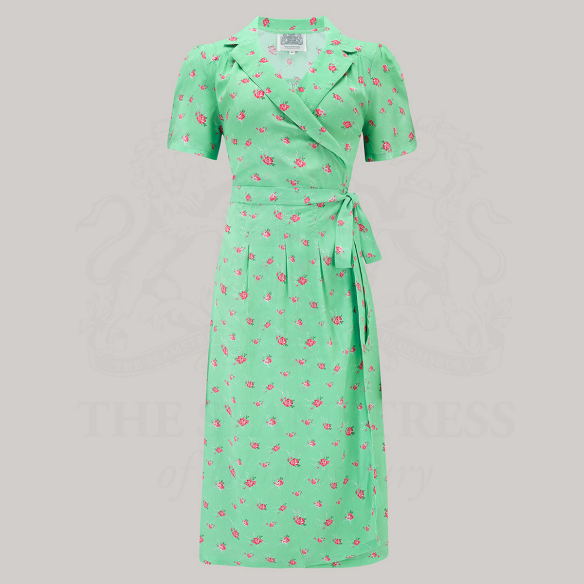 Peggy Wrap Dress in Mint Rose