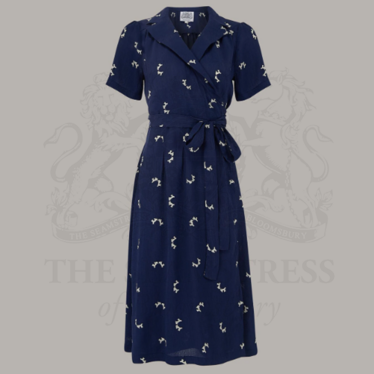 Peggy Wrap Dress in Navy Doggy