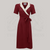Peggy Wrap Dress in Wine and Ivory