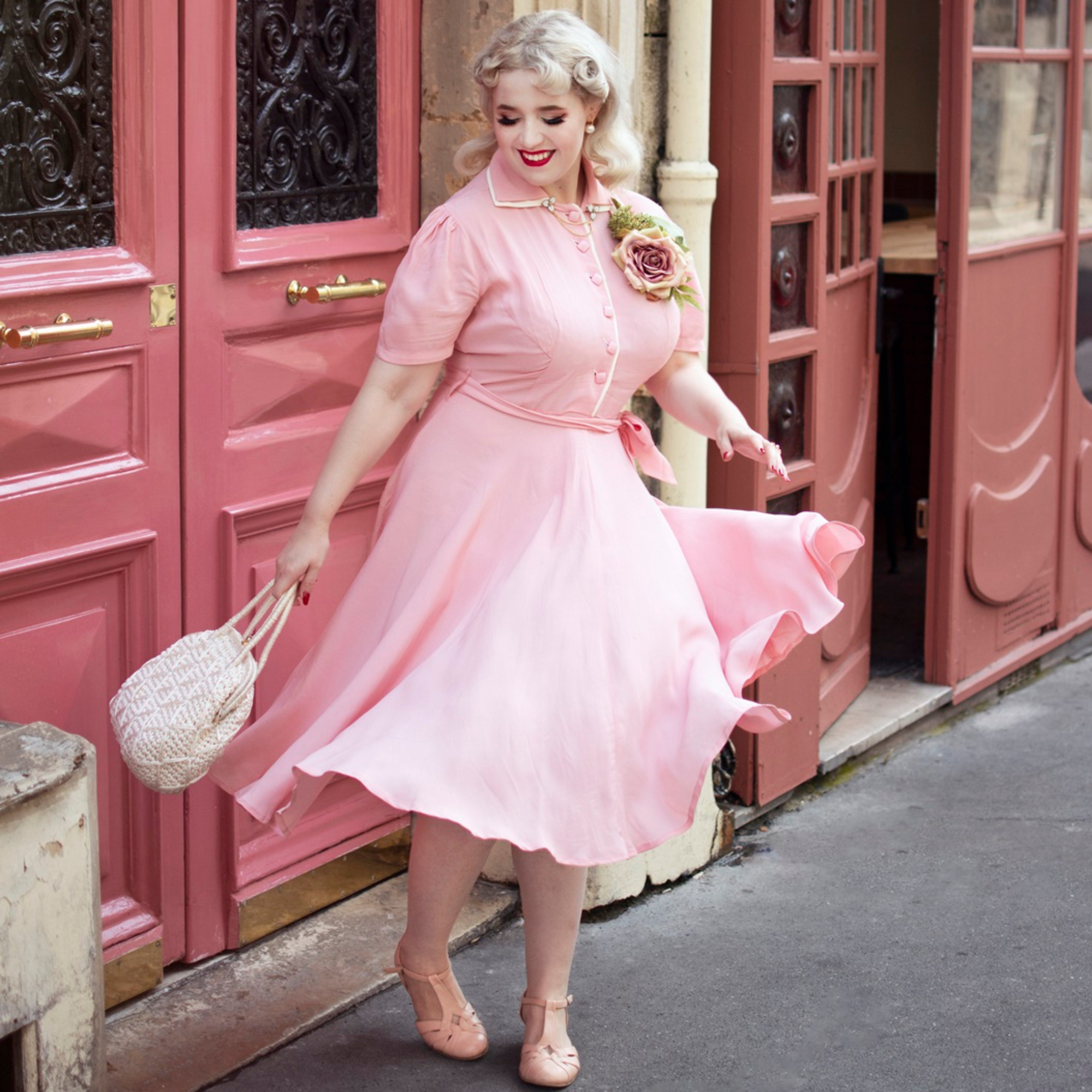 Mae Tea Dress in Blossom Pink