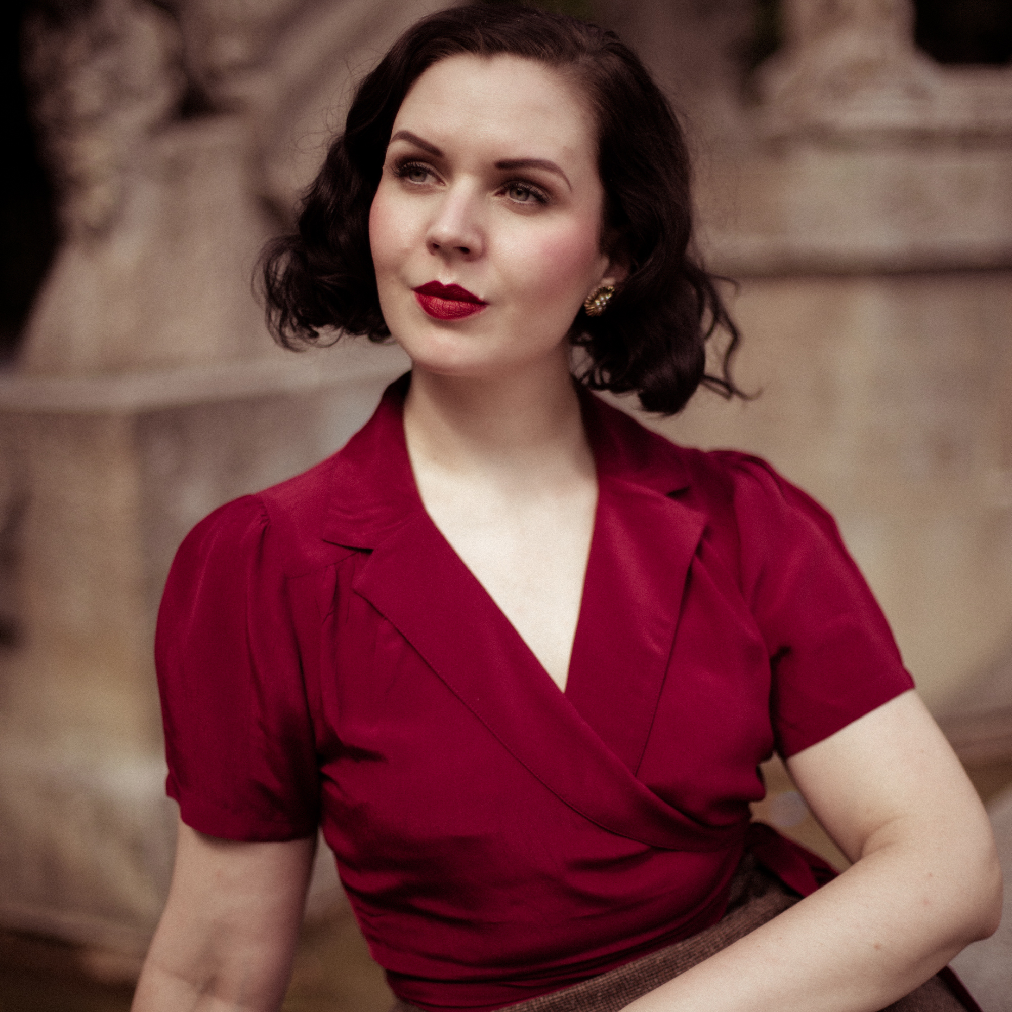 Greta Wrap Blouse in Windsor Wine