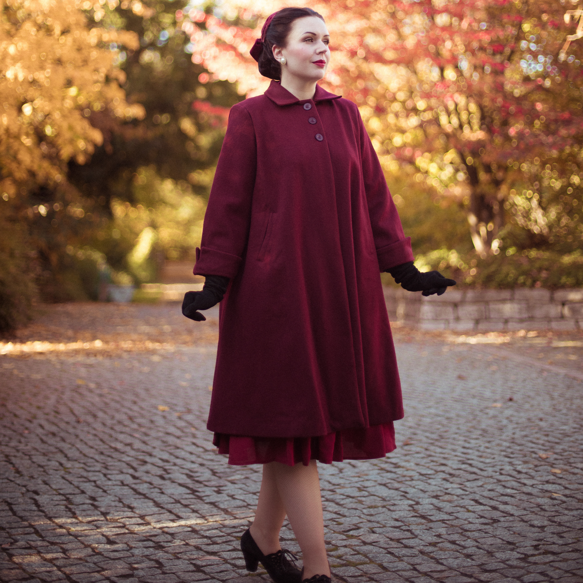 43&quot; Swing Coat in Wine