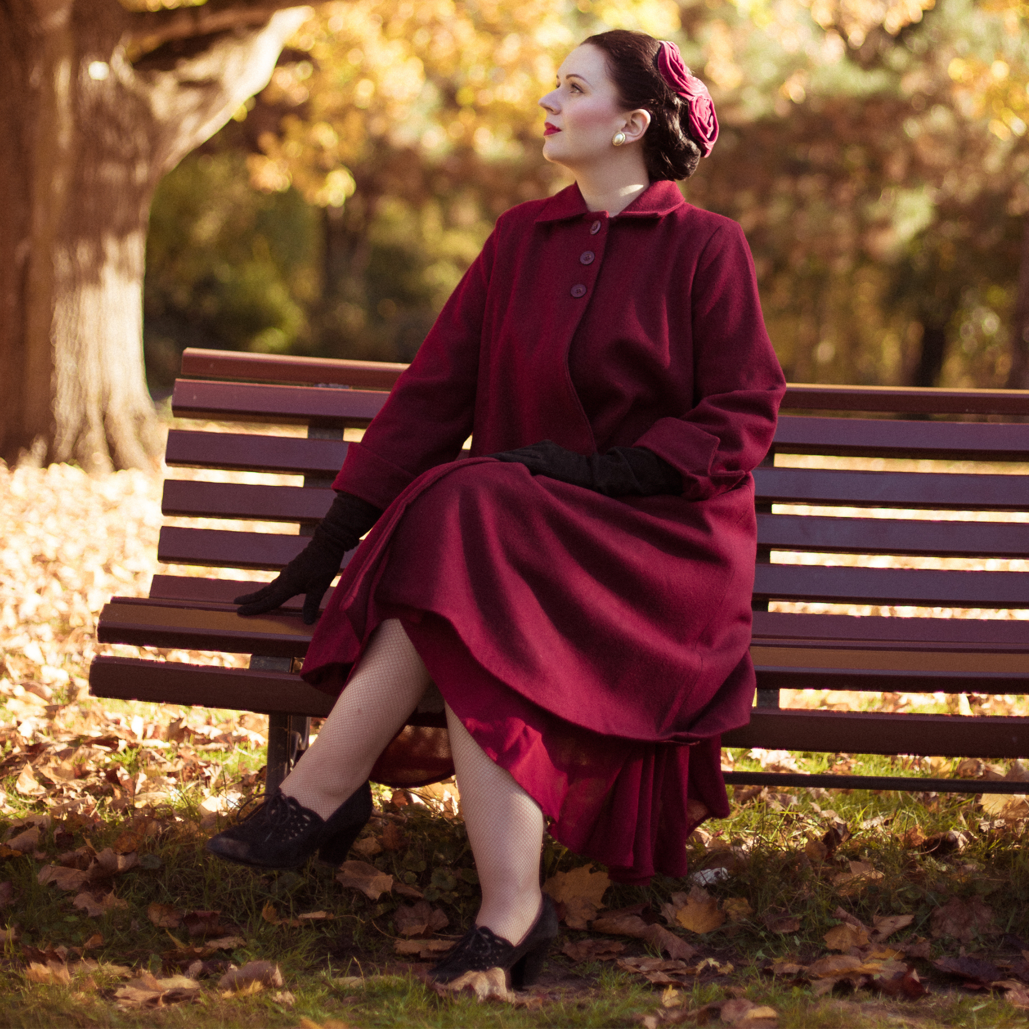 43" Swing Coat in Wine