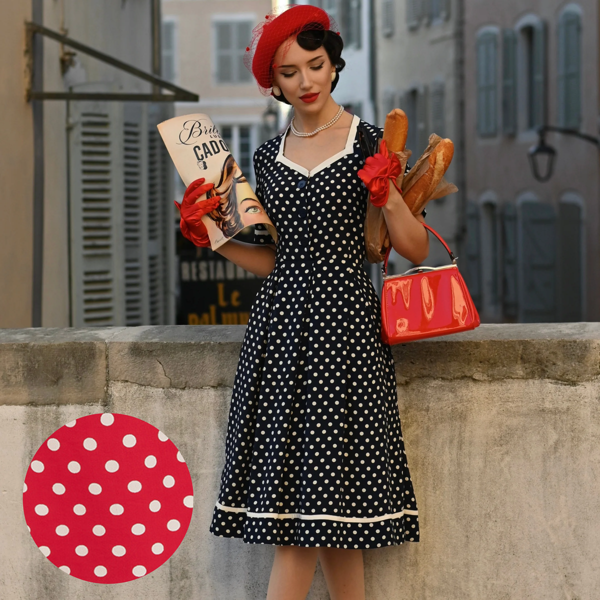 Francoise Dress in Red Polka