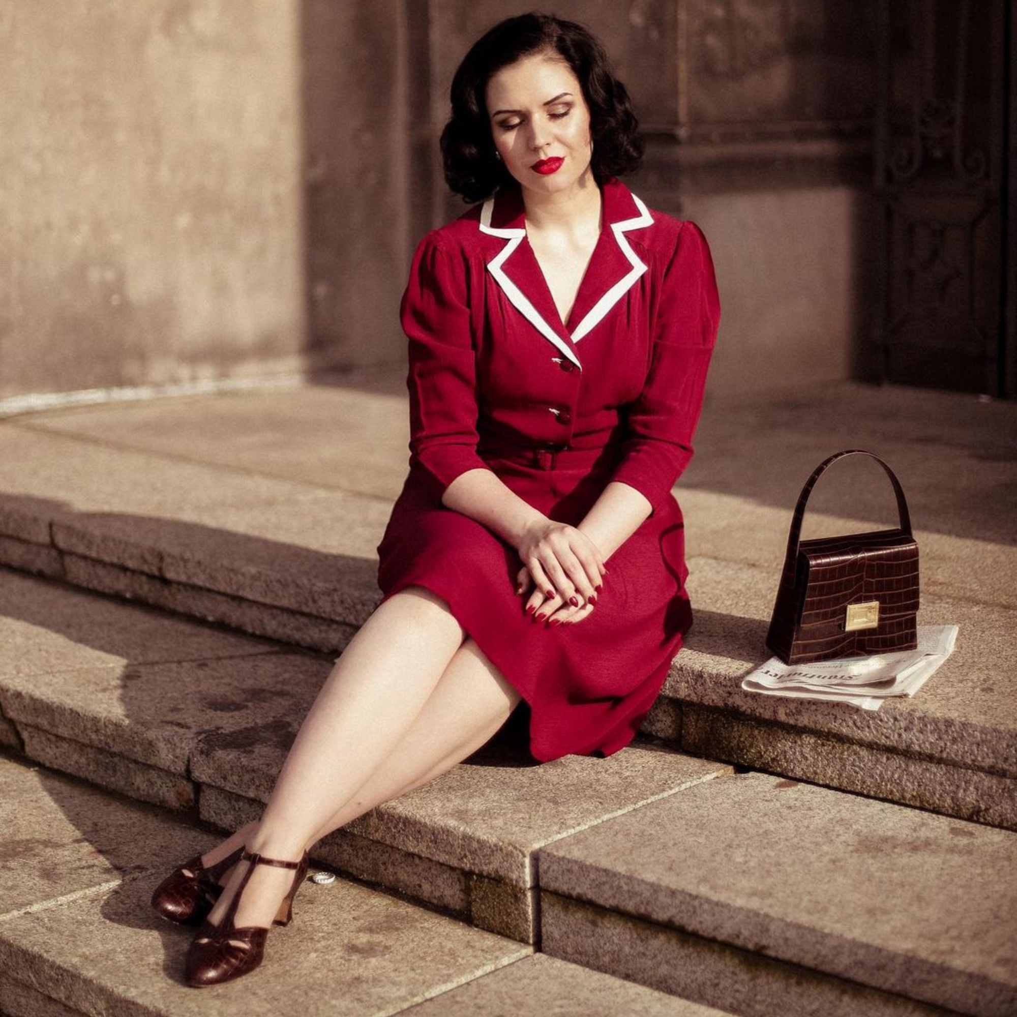 Lisa-Mae Shirtwaister Dress in Windsor Wine