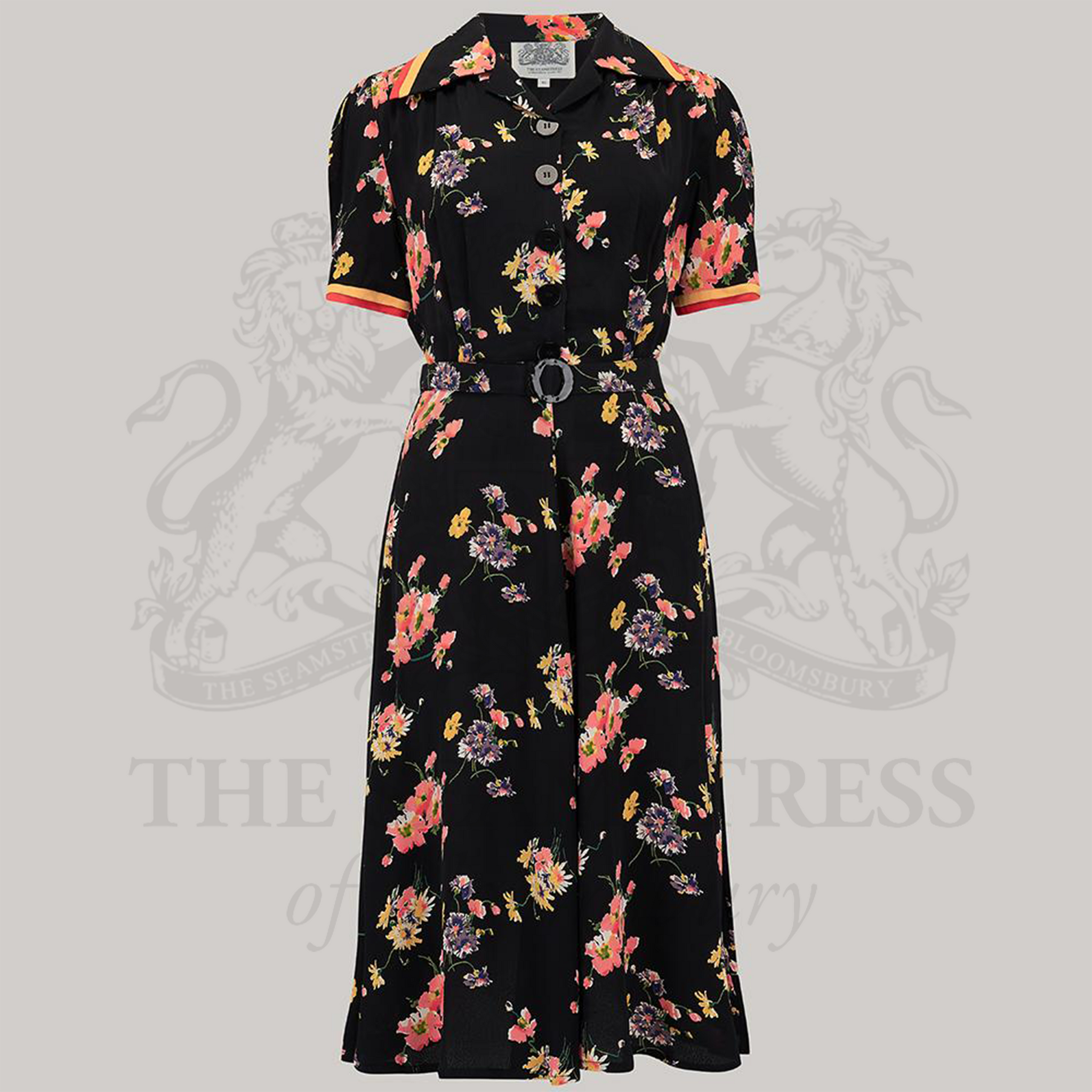 Mabel Dress - Black Mayflower - The Seamstress of Bloomsbury