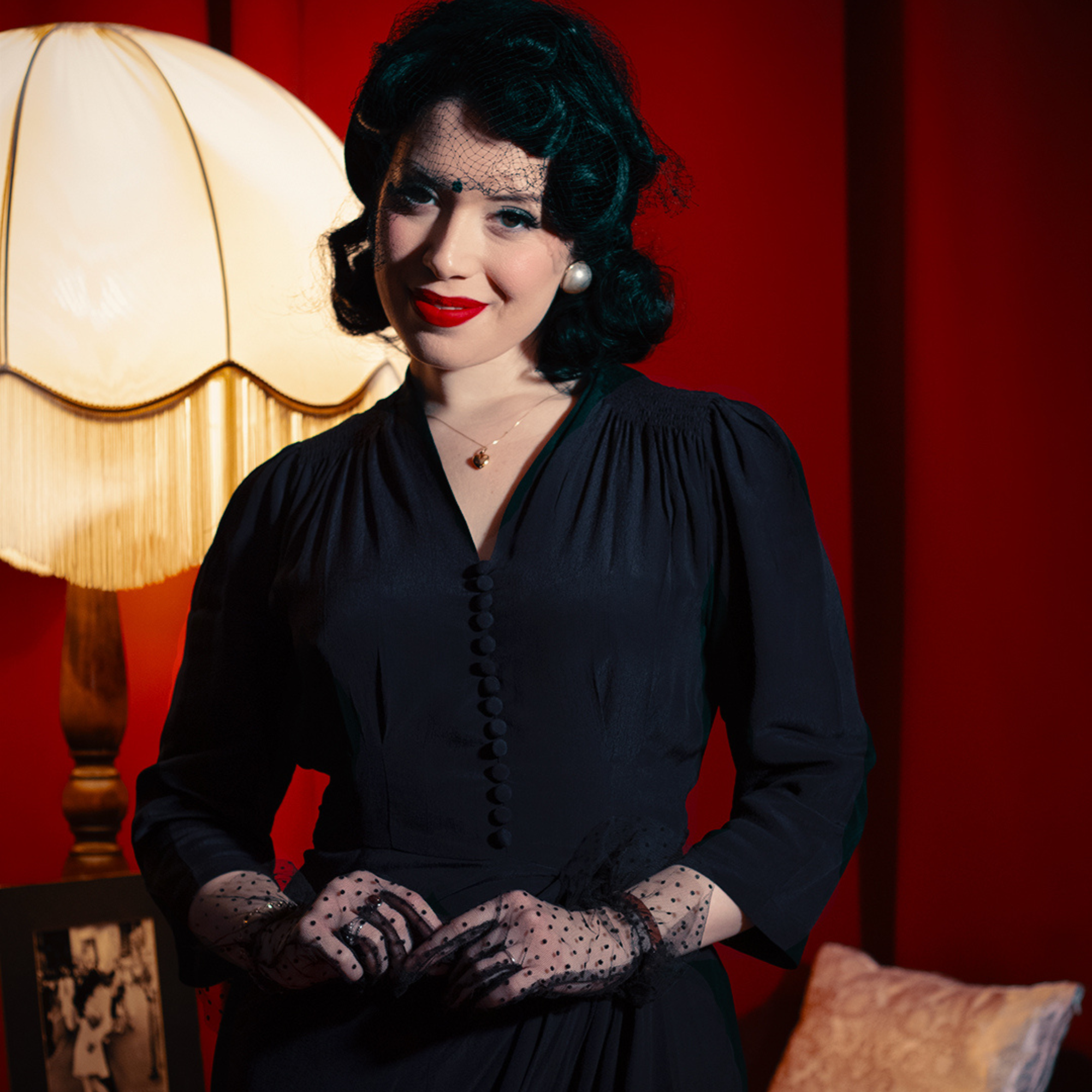 Mabel 3/4 Waterfall Dress in Liquorice Black