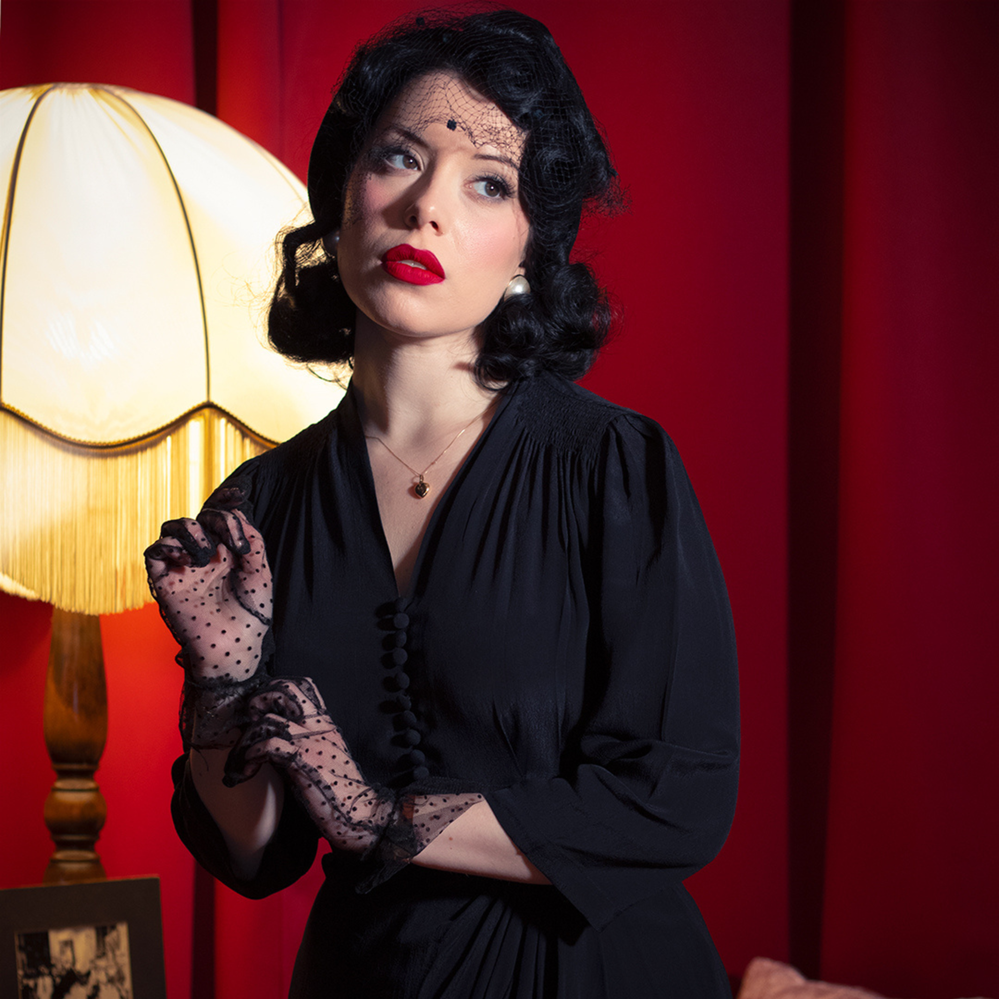 Mabel 3/4 Waterfall Dress in Liquorice Black