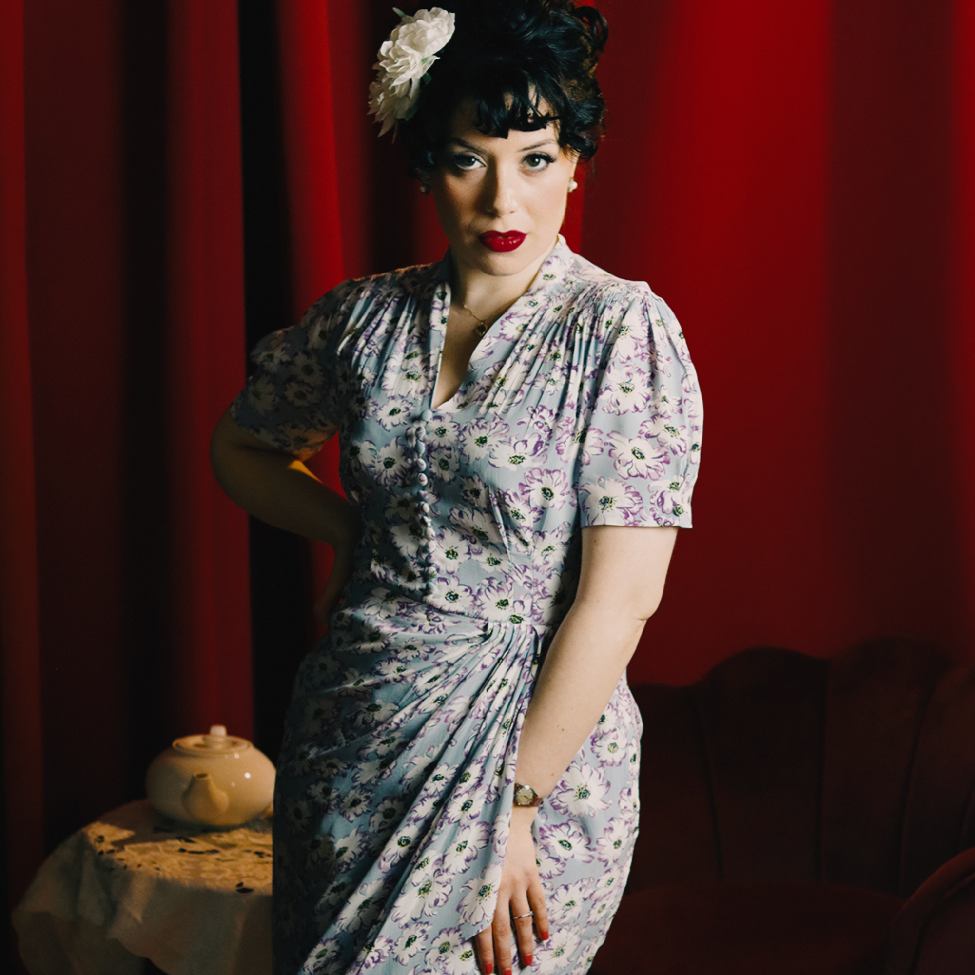 Mabel Waterfall Dress in Daisy Print