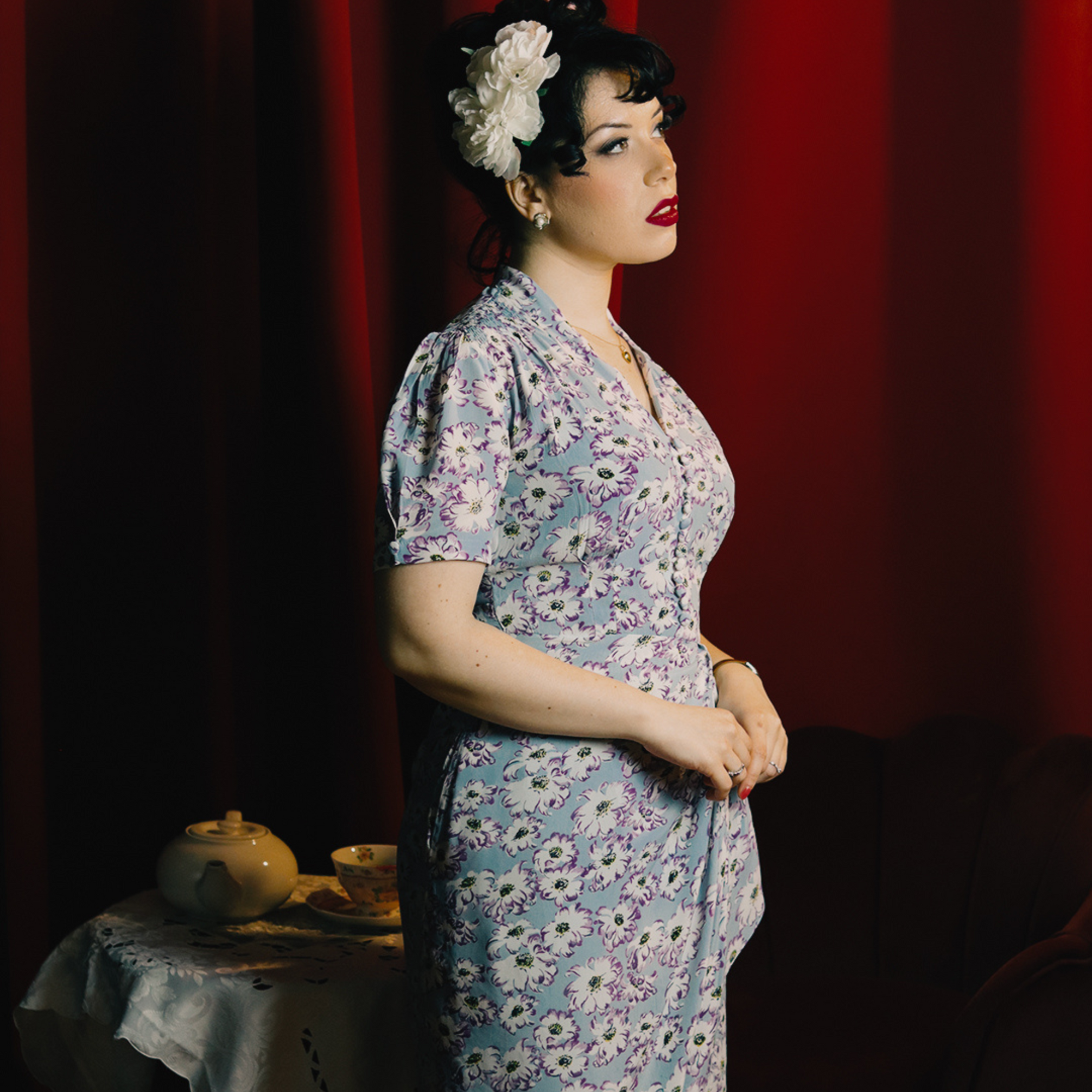 Mabel Waterfall Dress in Daisy Print