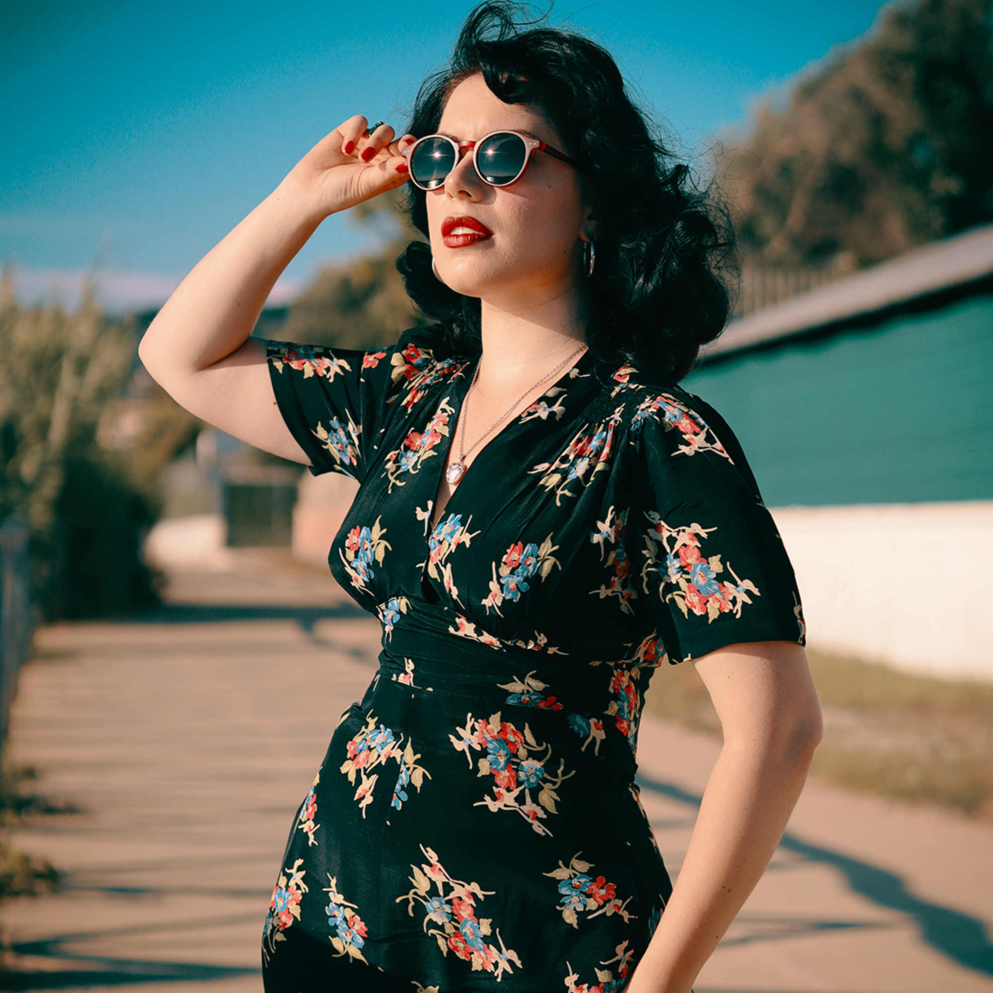 Dolores Dress in Black Floral Dancer