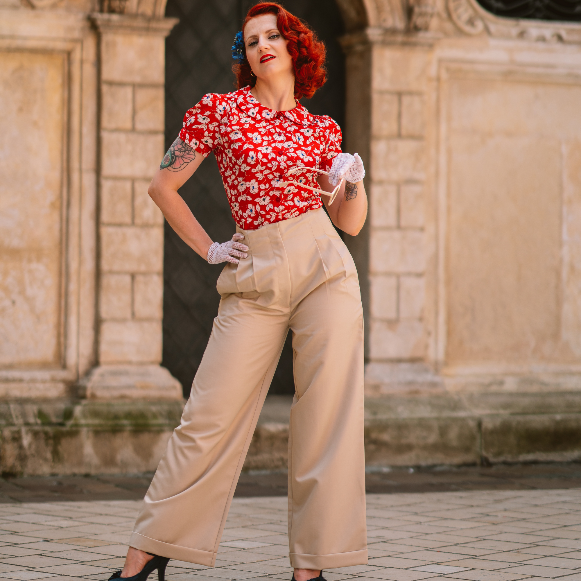 Tailored Audrey Trousers in Stone