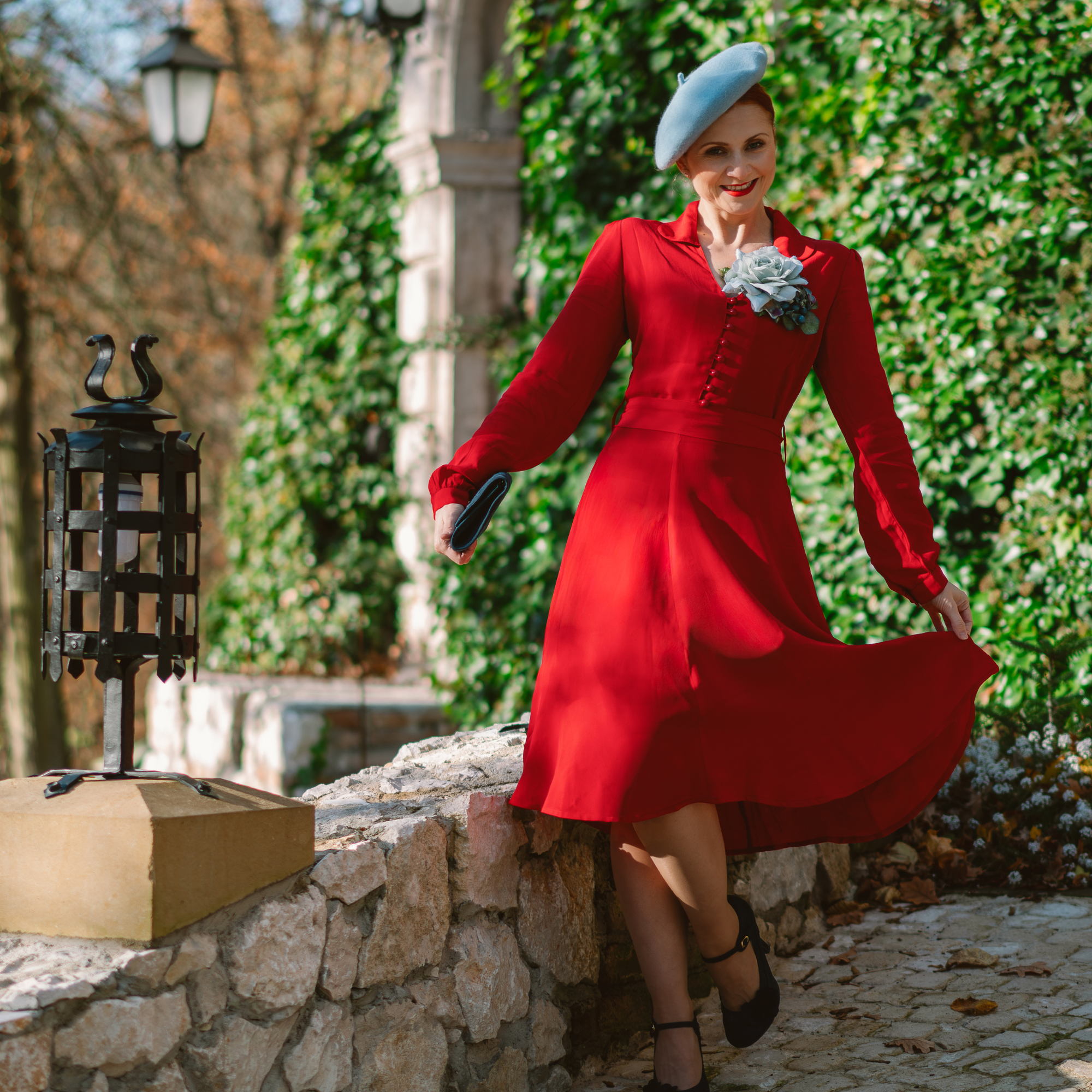 Clarice Dress in Lipstick Red