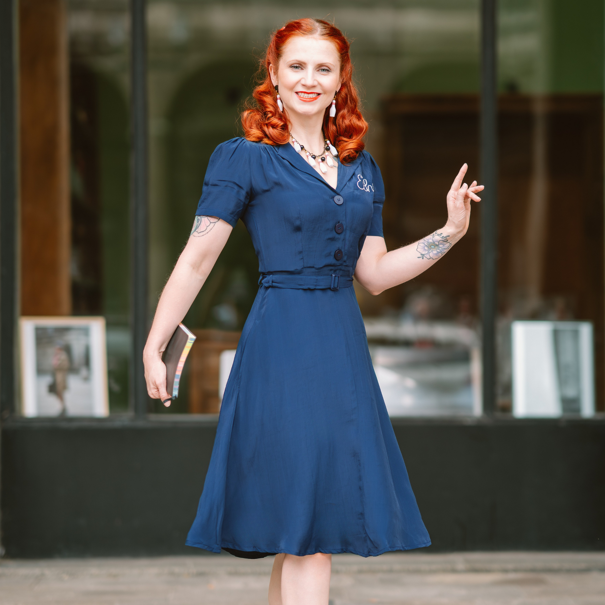 Ethel-49er Dress in French Navy