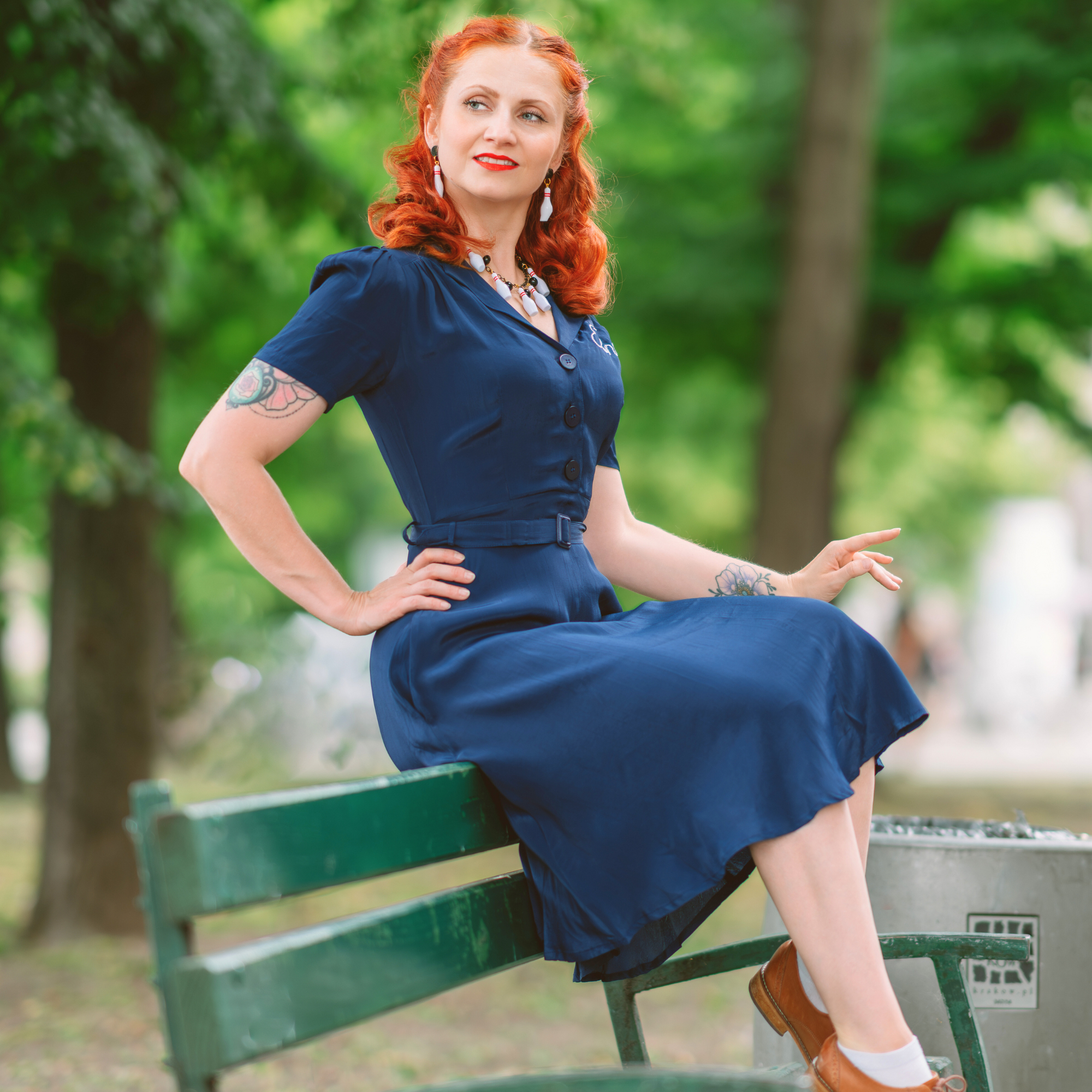 Ethel-49er Dress in French Navy