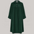 A long vintage inspired coat in dark green. The coat has 3 buttons at the top of the coat. 