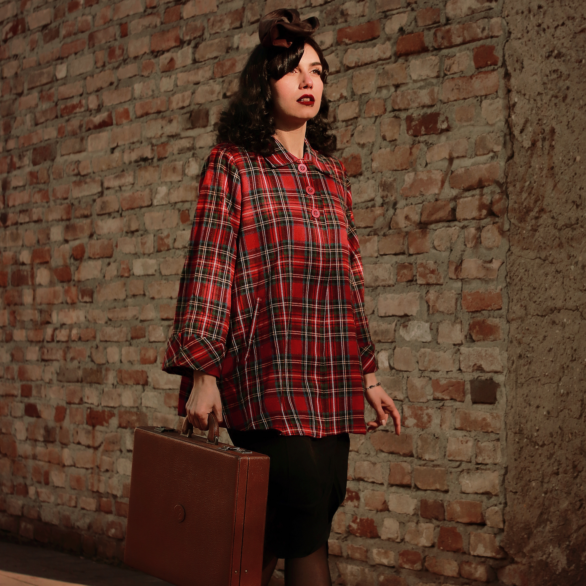 Swing Jacket in Red Plaid Tartan