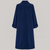 A 1940s style 43 inch long swing coat in navy shown from the back.